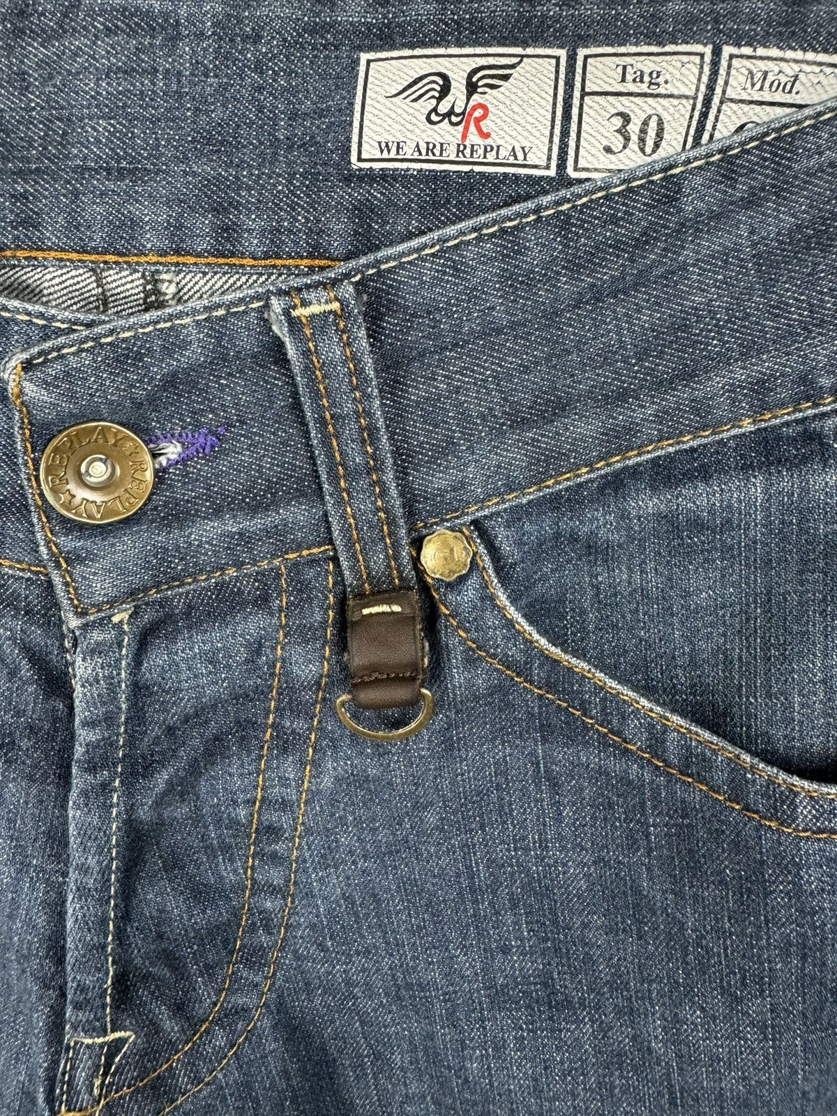 Designer Replay Guccio Low Waist Slim Stretch Waxed Denim Jeans Size US 30 / EU 46 - 6 Thumbnail