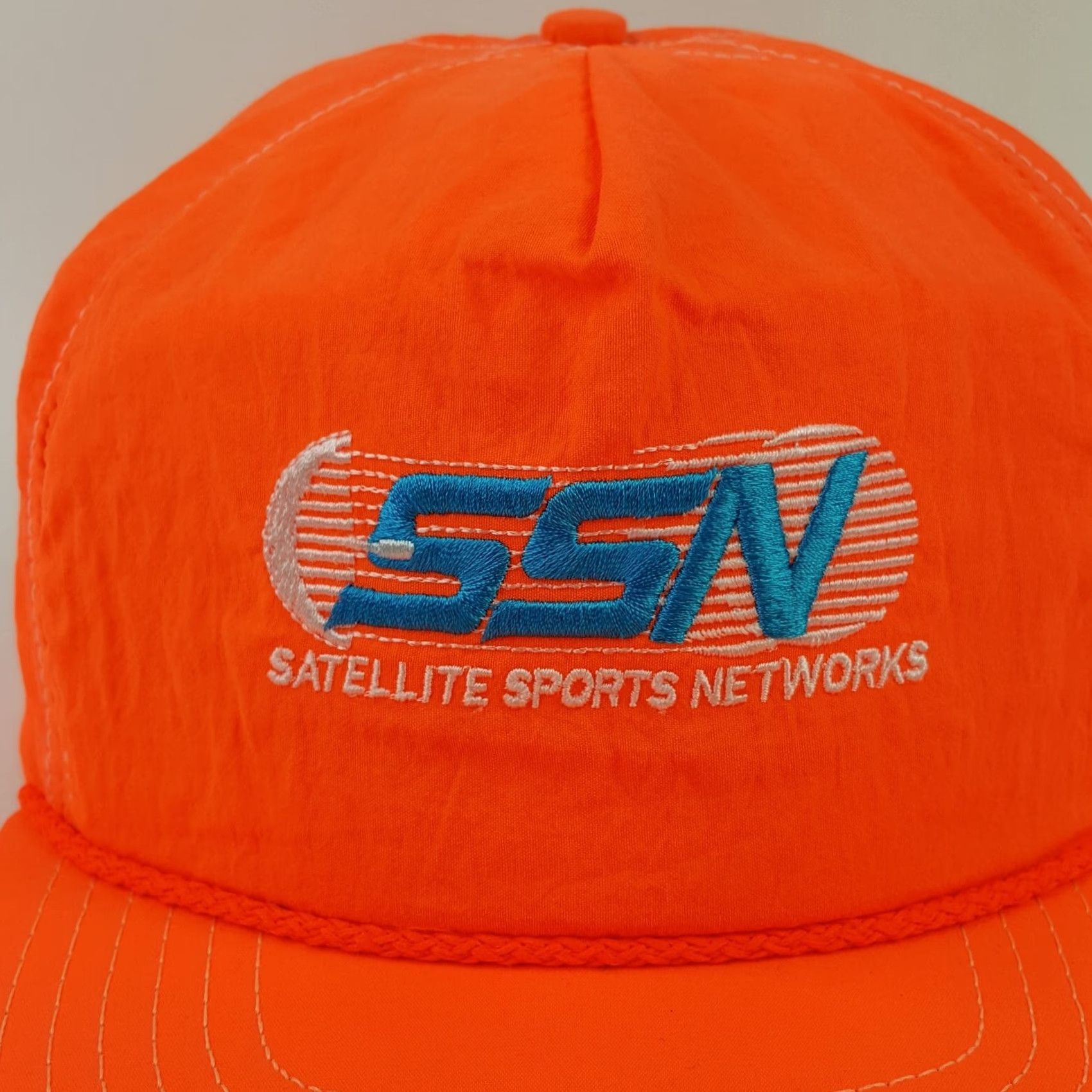 Vintage VINTAGE Flint River Manufacturing Satellite Sports SSN Neon Orange USA TV Movie Trucker Hat Snapback Adjustable Yellow? Size ONE SIZE - 2 Thumbnail