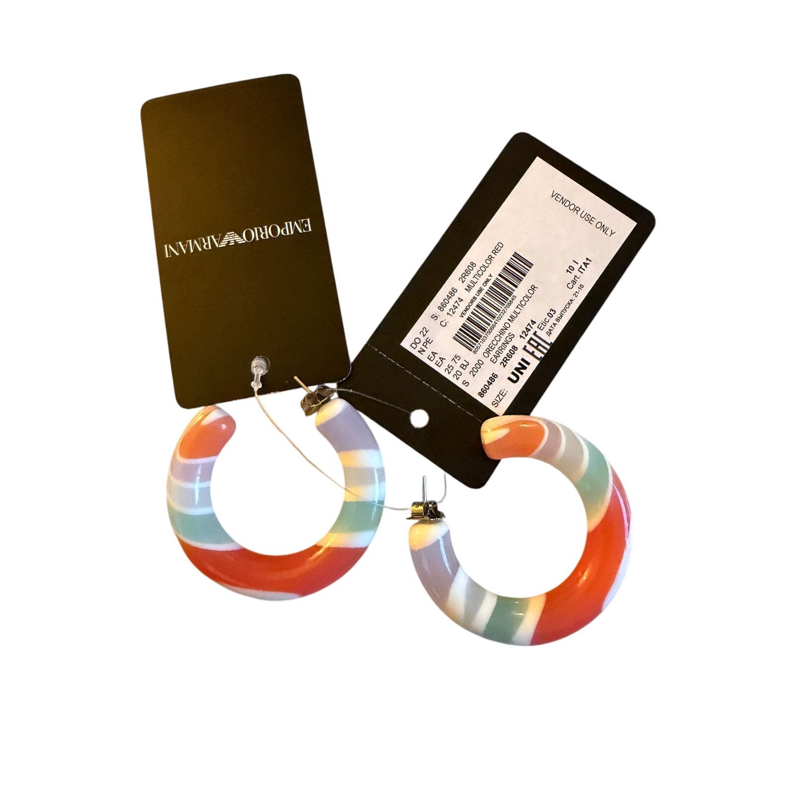 Emporio Armani Emporio Armani NWB Orecchino Multicolor Hoop Earrings Size ONE SIZE - 2 Thumbnail