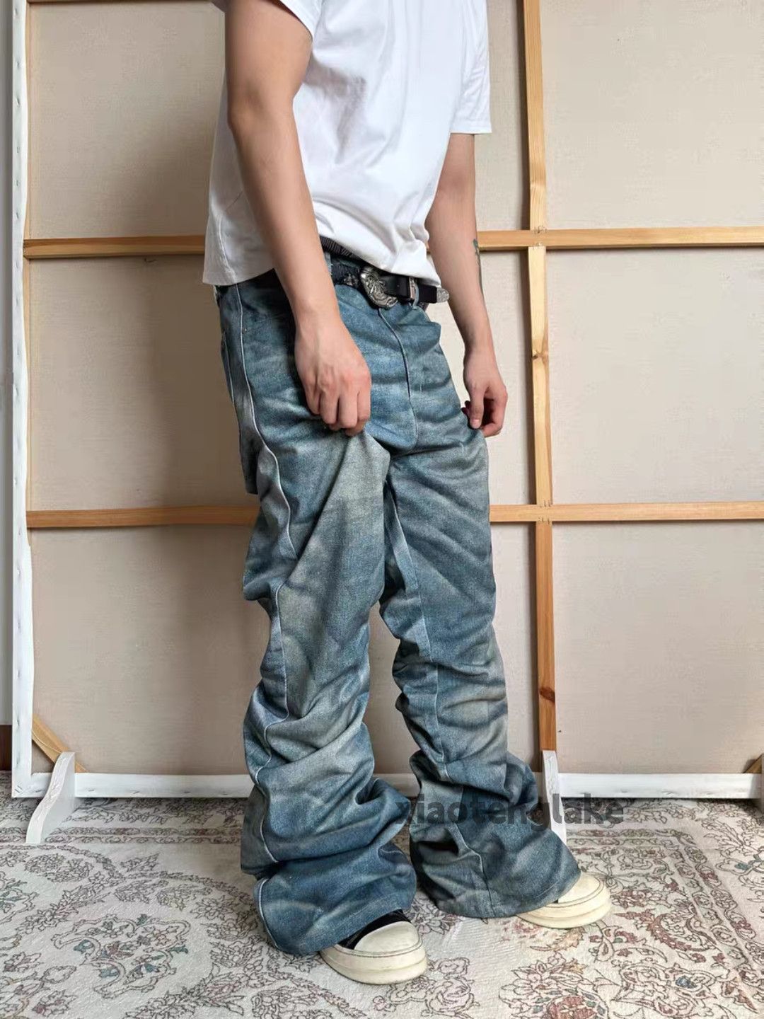 Japanese Brand zx vintage Stain paint grunge punk hiphop Stack jeans Size US 36 / EU 52 - 1 Thumbnail