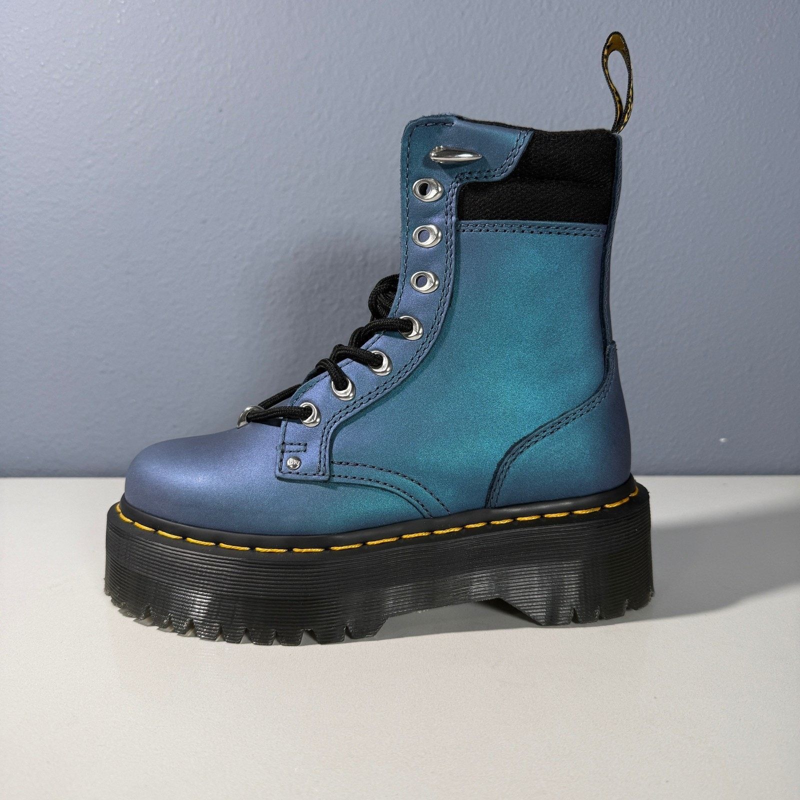 Dr. Martens Dr. Martens Jadon HDW II Iridescent Blue Platform Boots Size US 5 / IT 35 - 10 Thumbnail