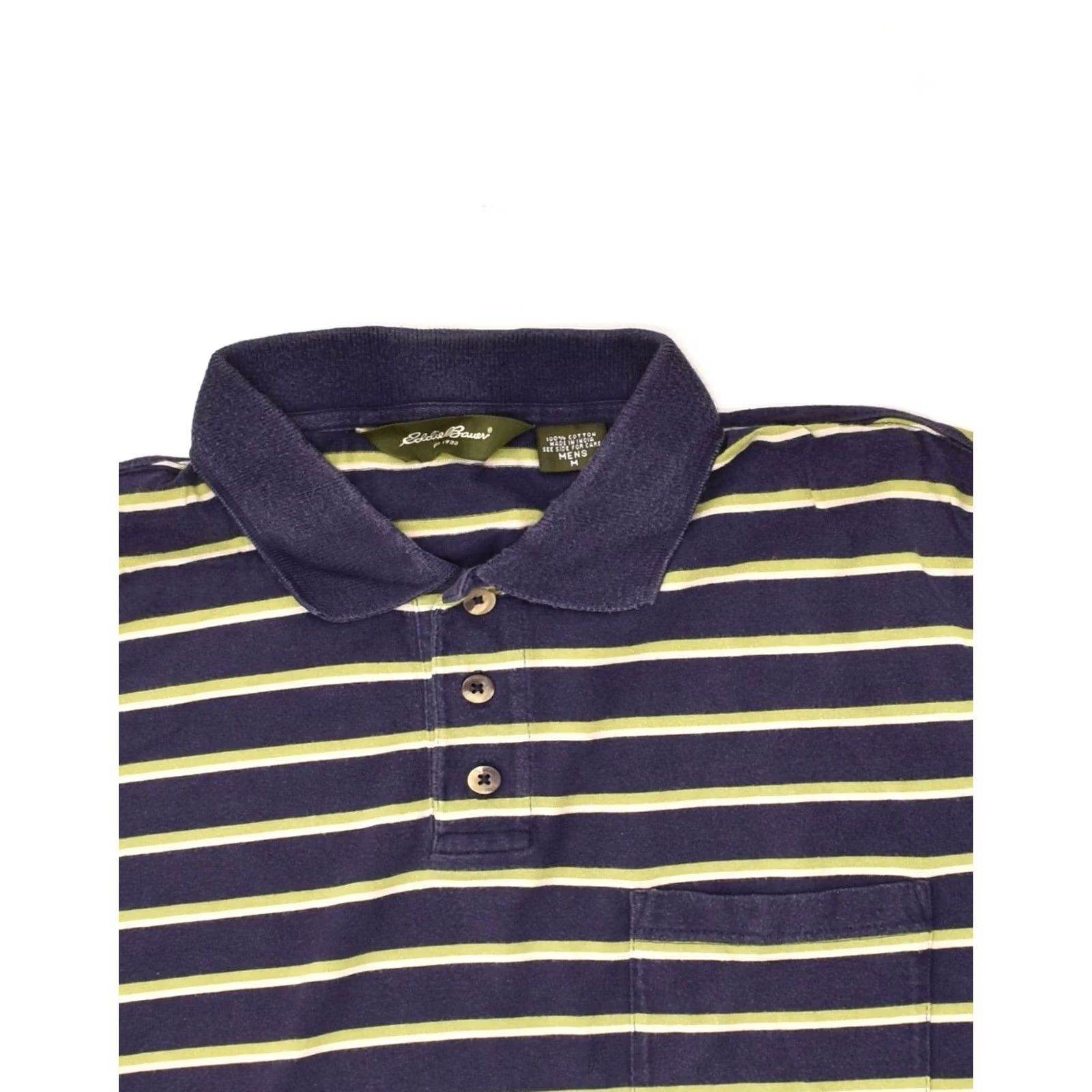 Eddie Bauer Eddie Bauer Mens Polo Shirt Medium Navy Blue Striped Cotton Size US M / EU 48-50 / 2 - 3 Thumbnail