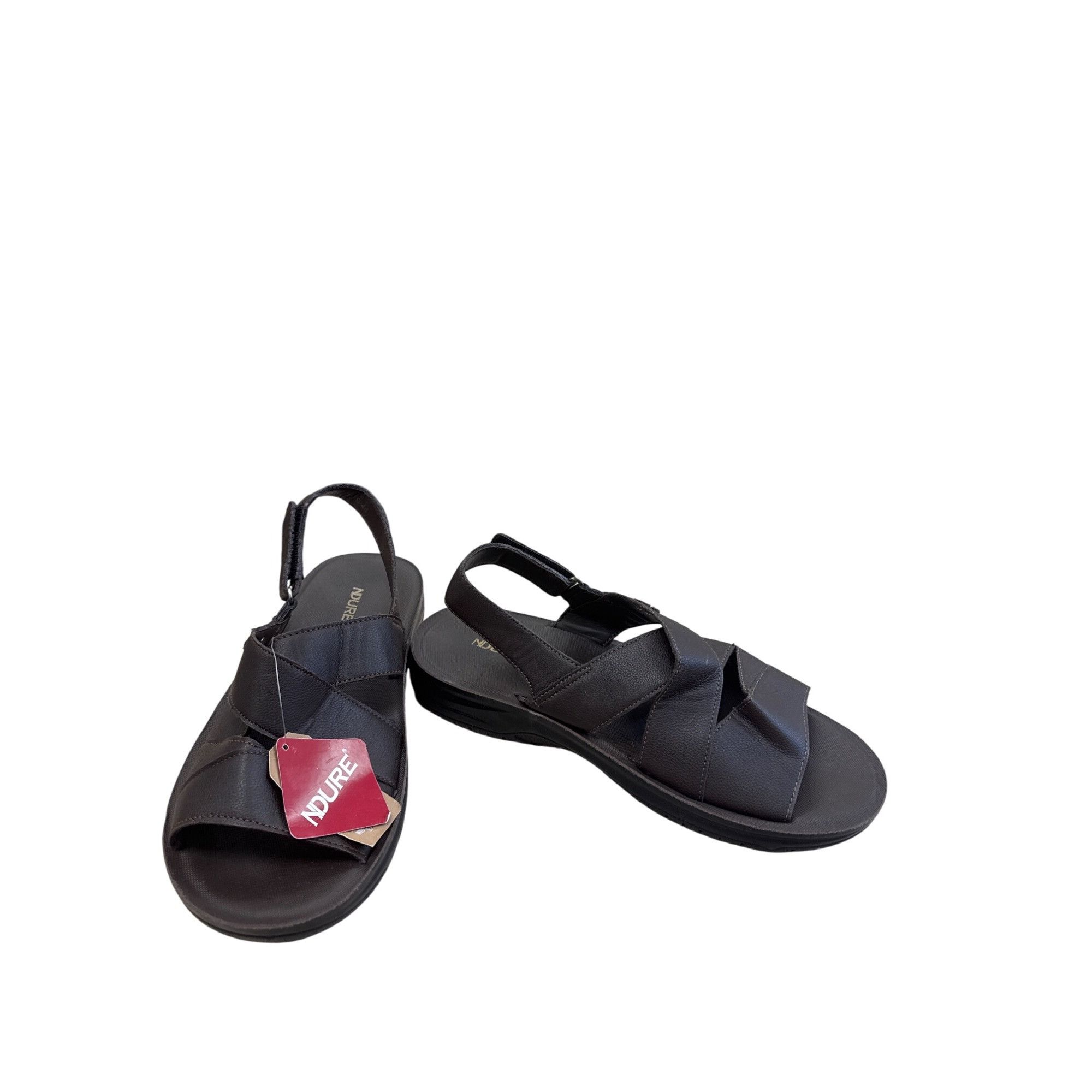 Other Ndure Mens Brown Leather Slip-On Sandals Size 10 SKU 8303 Size US 10 / EU 43 - 1 Thumbnail
