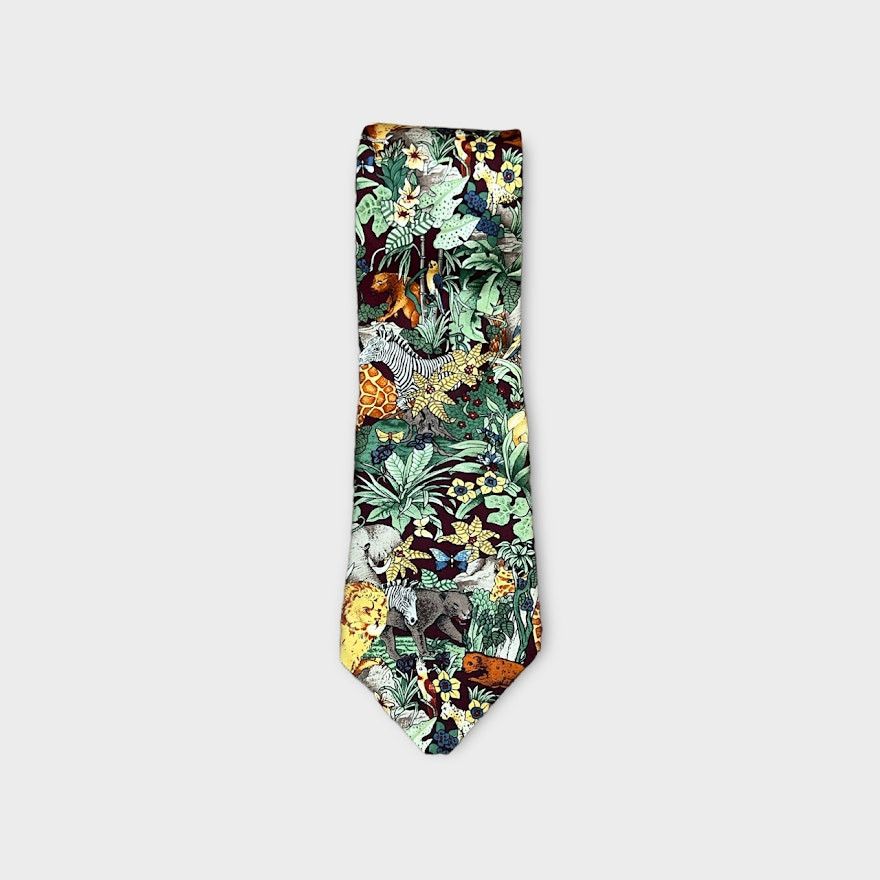 Pierre Cardin Pierre Cardin Men's Vintage 100% Silk Safari Tie | OS Size ONE SIZE - 1 Thumbnail