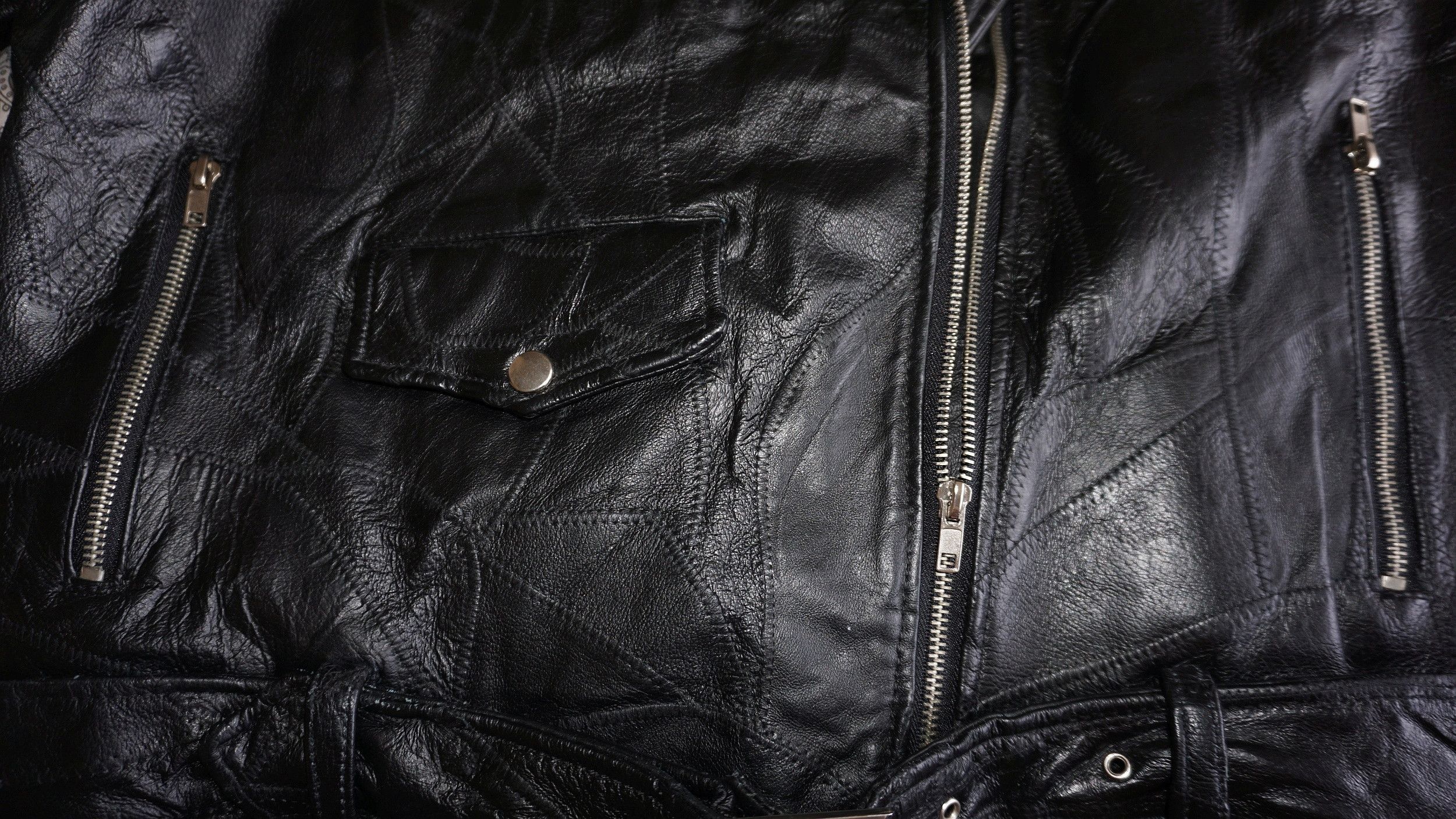 Vintage Vintage 90s RARE Patchwork Biker Leather Jacket Ramones Punk Size US M / EU 48-50 / 2 - 5 Thumbnail