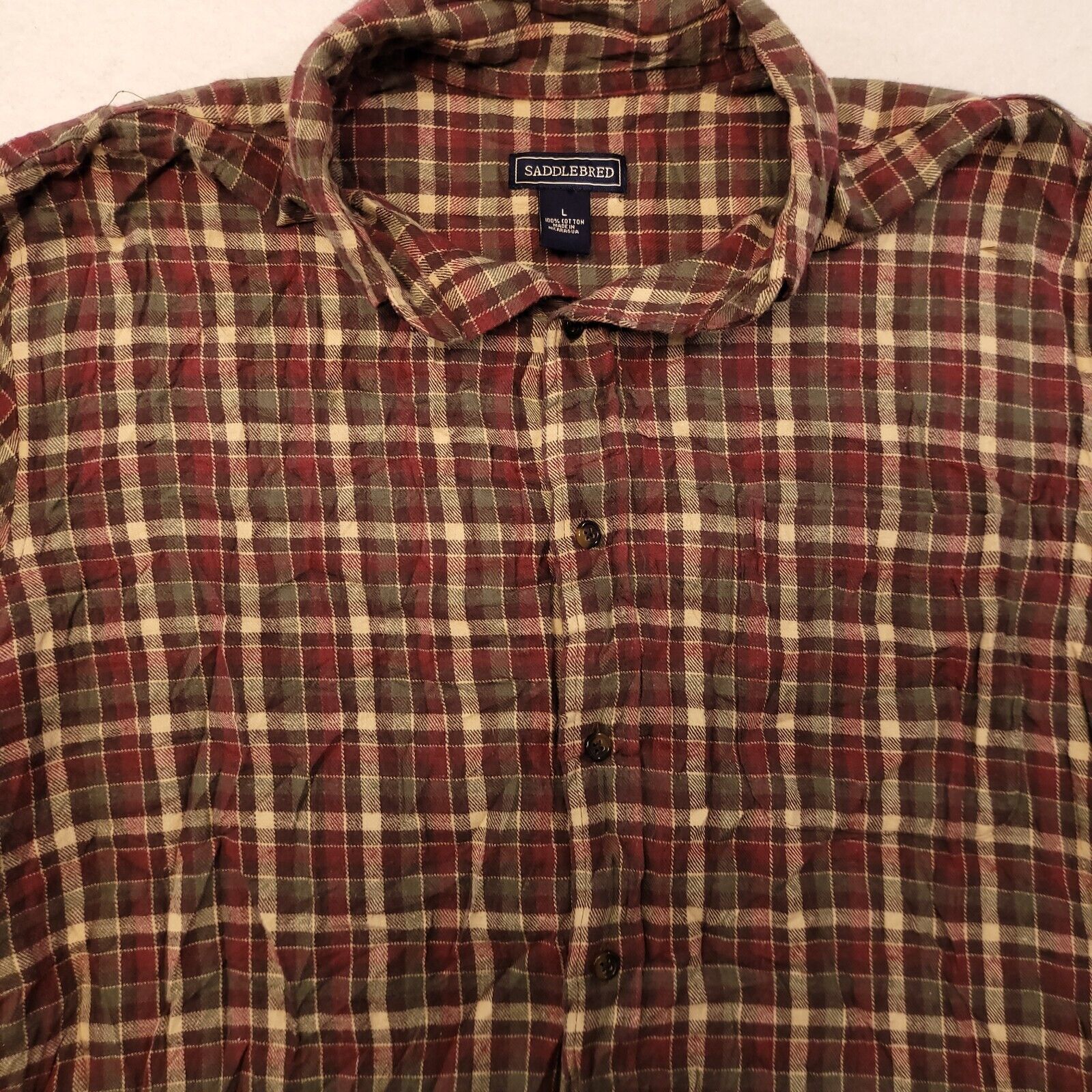 Saddlebred Saddlebred Madras Flannel Shirt Mens Size Large L Red White Size US L / EU 52-54 / 3 - 1 Thumbnail