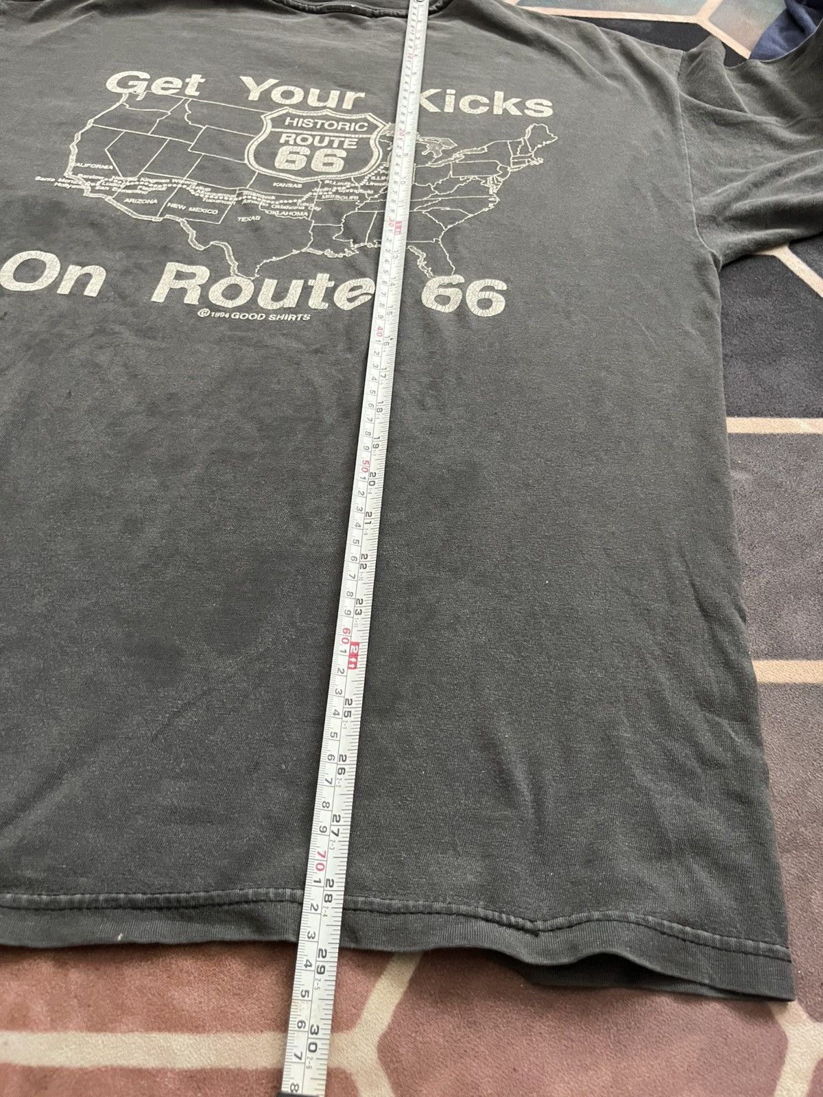 Rap Tees 💥Crazy Sunfaded Route 66 Backhit Get Your Kicks 1994 Size US L / EU 52-54 / 3 - 12 Thumbnail