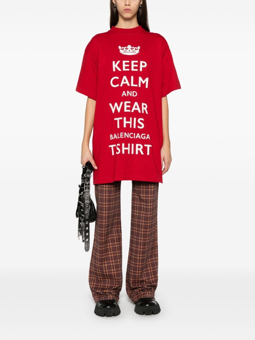 Balenciaga o1w1db11125 Dup / Keep Calm T-Shirt Oversized in Red Size M / US 6-8 / IT 42-44 - 2 Thumbnail