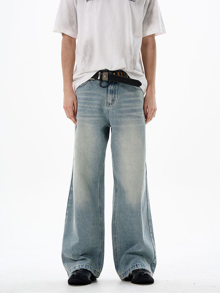 Vintage American retro men's loose simple wide-leg washed jeans Size US 32 / EU 48 - 1 Thumbnail