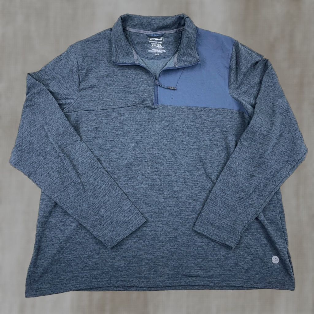 Vintage LL Bean Sweater Men 2XL Blue Pullover 1/4 Zip Mock Neck Pullover Performance Wicking Activewear Casual Lightweight Size US XXL / EU 58 / 5 - 1 Thumbnail