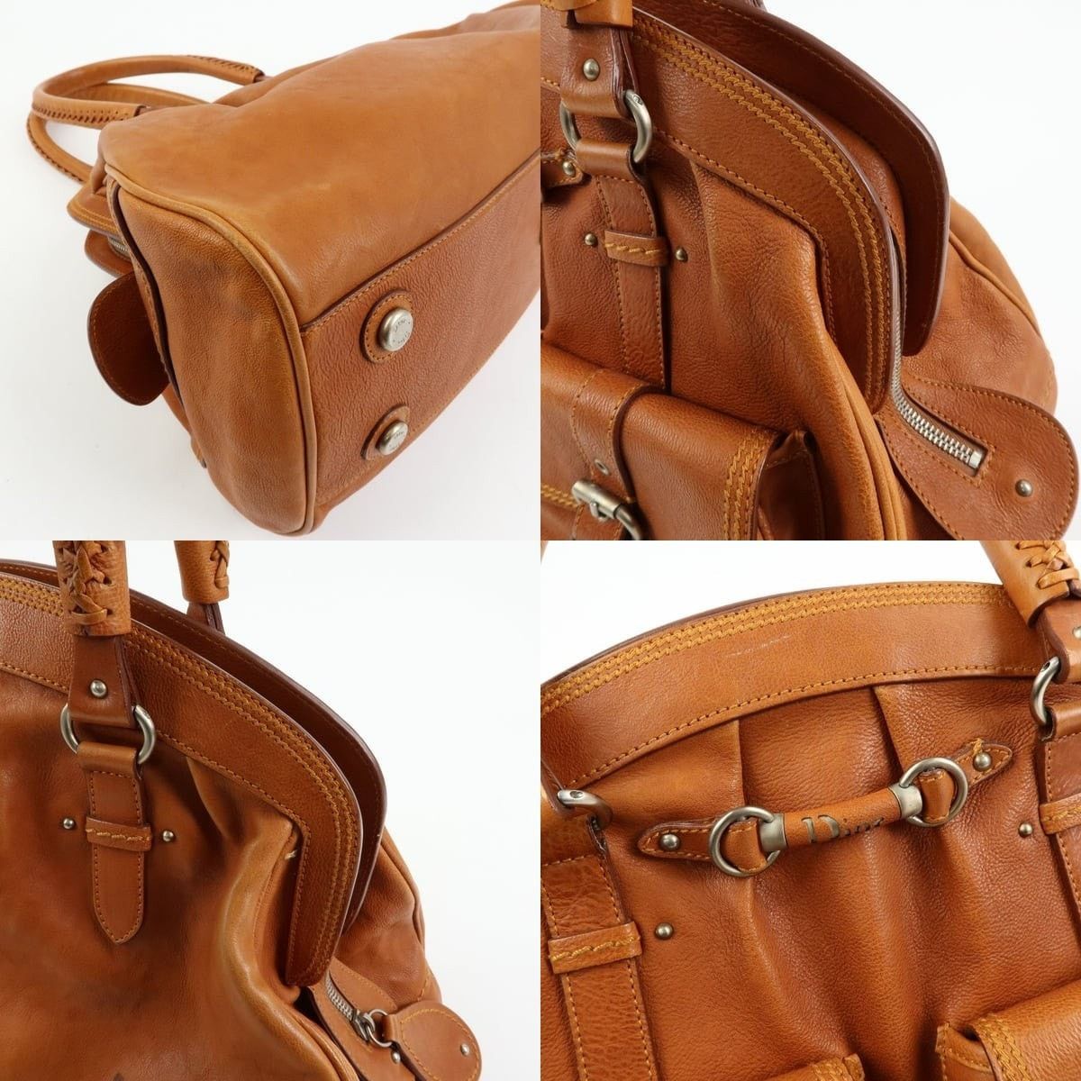 Christian Dior Monsieur Christian Dior Gaucho Doctor's Bag Calfskin Satchel Tan Size ONE SIZE - 5 Thumbnail