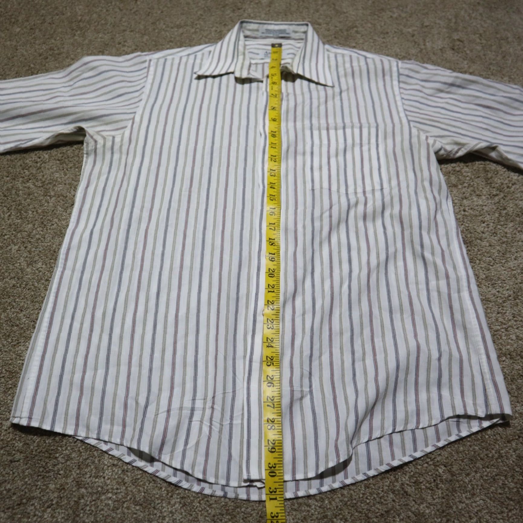 Arrow Arrow Shirt Men 16 White Striped Button-Down Button-Up Casual Chambray Cotton Blend 1960s American Mens Size US L / EU 52-54 / 3 - 6 Thumbnail