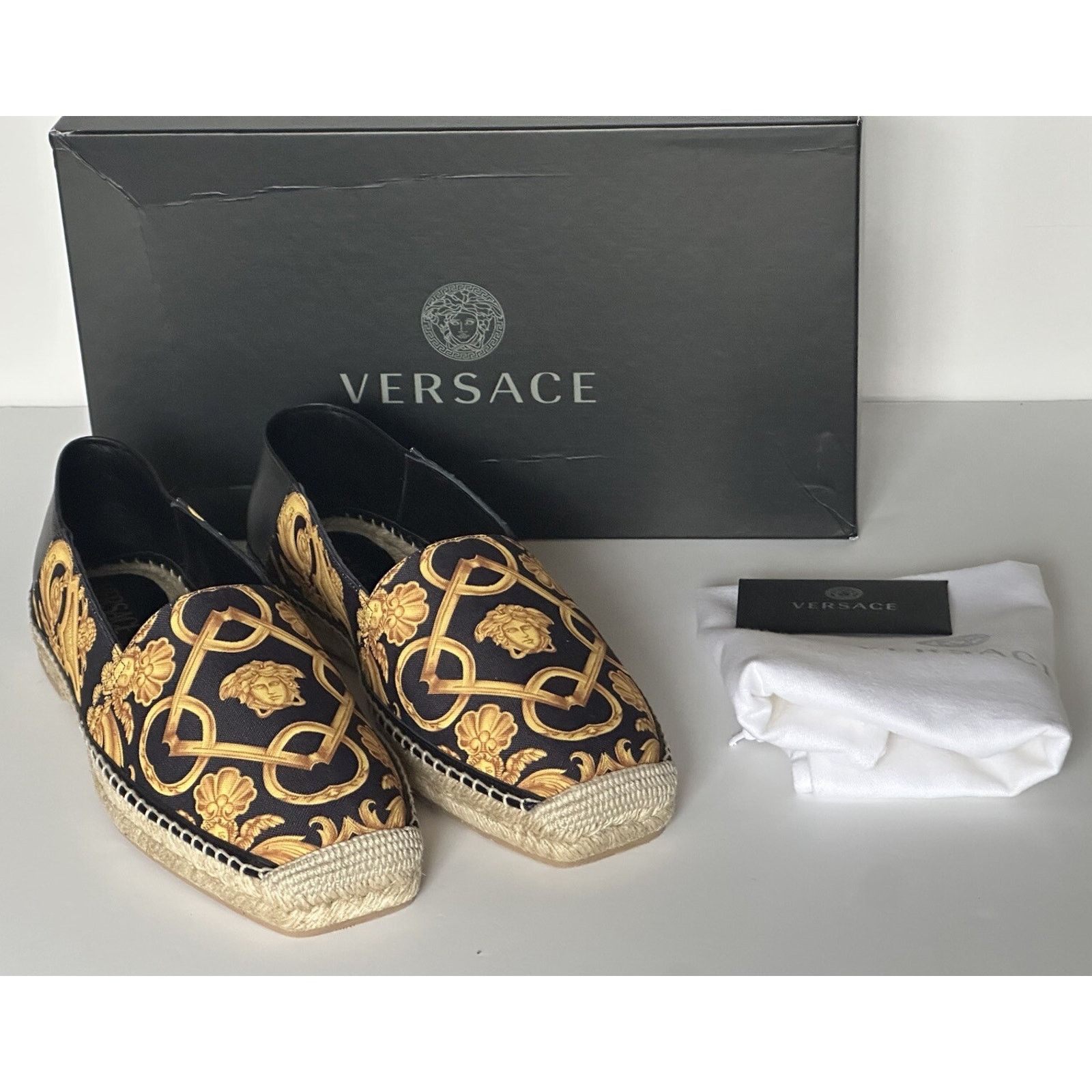 Versace VERSACE Barocco Gold/Black Canvas Espadrilles 11 1014774 Size US 11 / EU 44 - 14 Thumbnail