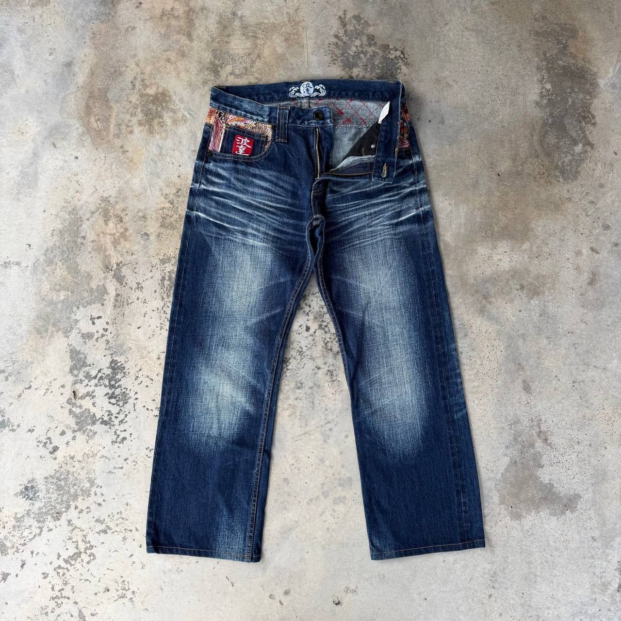Japanese Brand Japan"Dokuro"Skull Tattoo Namitatsu Redline Denim Ankle Cut Size US 30 / EU 46 - 7 Thumbnail