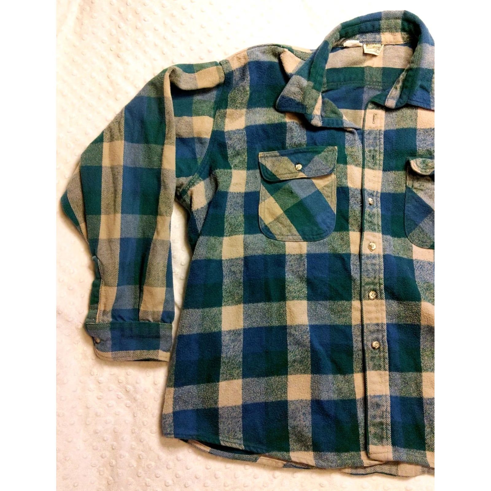 Vintage Five Brothers Jacket Mens 3XL Blue Green Plaid Heavyweight Flannel Workwear USA Made Vintage Button-Up Shirt Size US XXL / EU 58 / 5 - 3 Thumbnail
