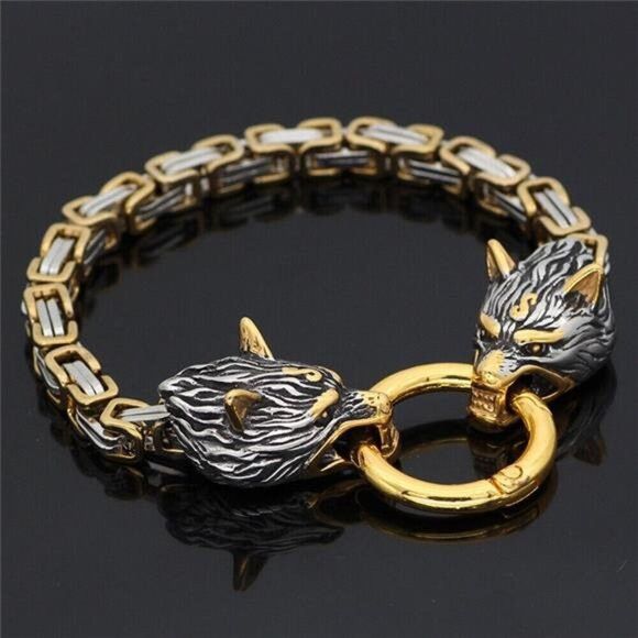 Other Nordic Celtic Wolf Men’s Handmade Stainless-Steel Bracelet Size ONE SIZE - 3 Thumbnail