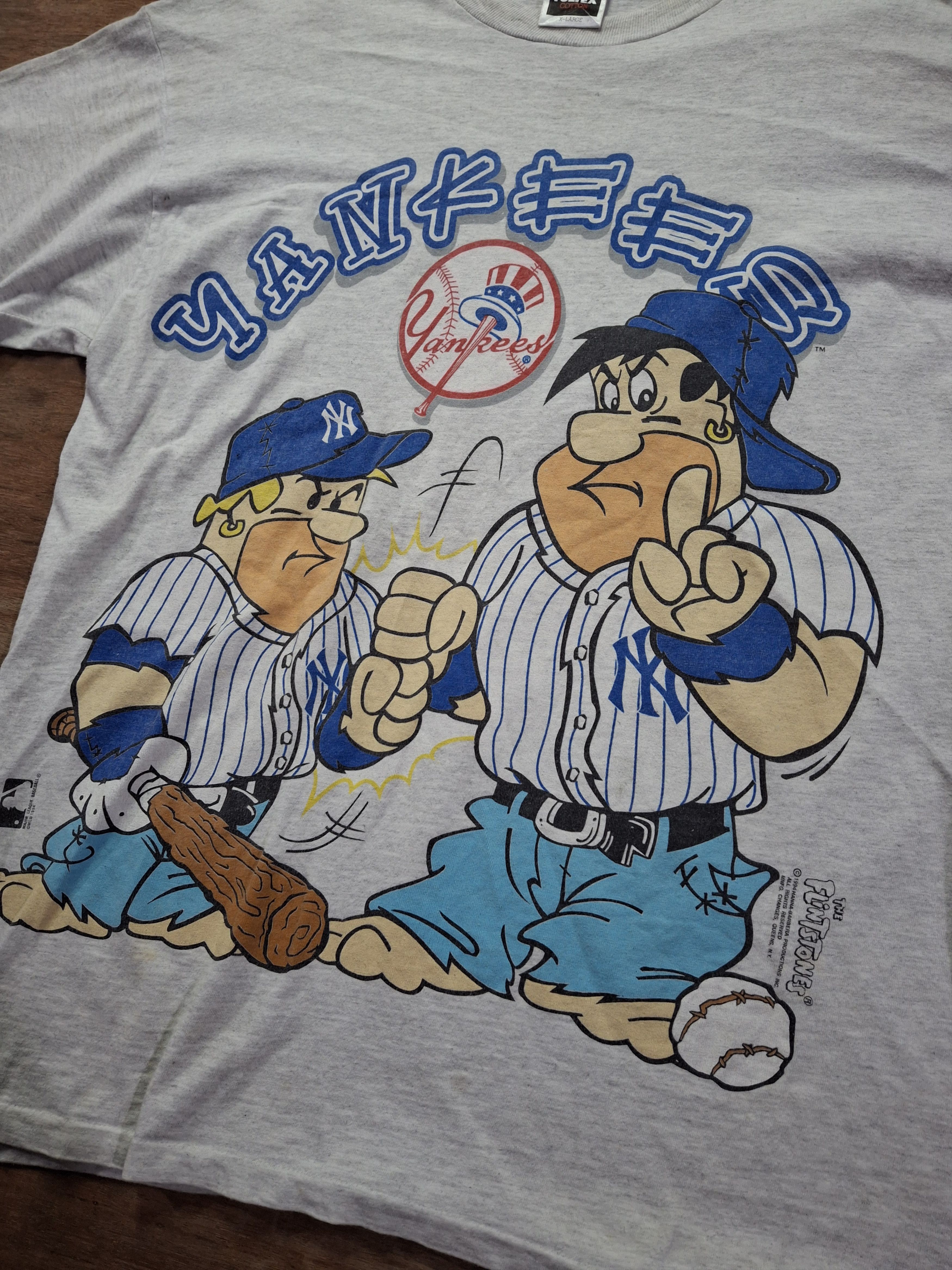 Vintage Vintage 1994 new york yankees X the flintstones tee Size US XL / EU 56 / 4 - 2 Thumbnail