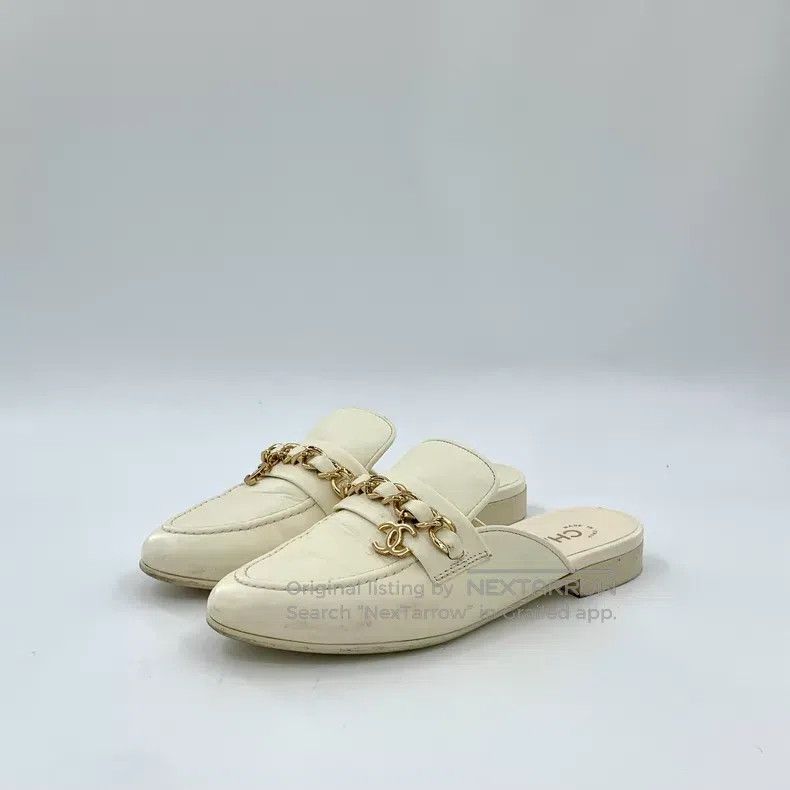 Chanel Chanel Beige logo chain wrap head mule half drag Size US 5.5 / IT 35.5 - 1 Thumbnail