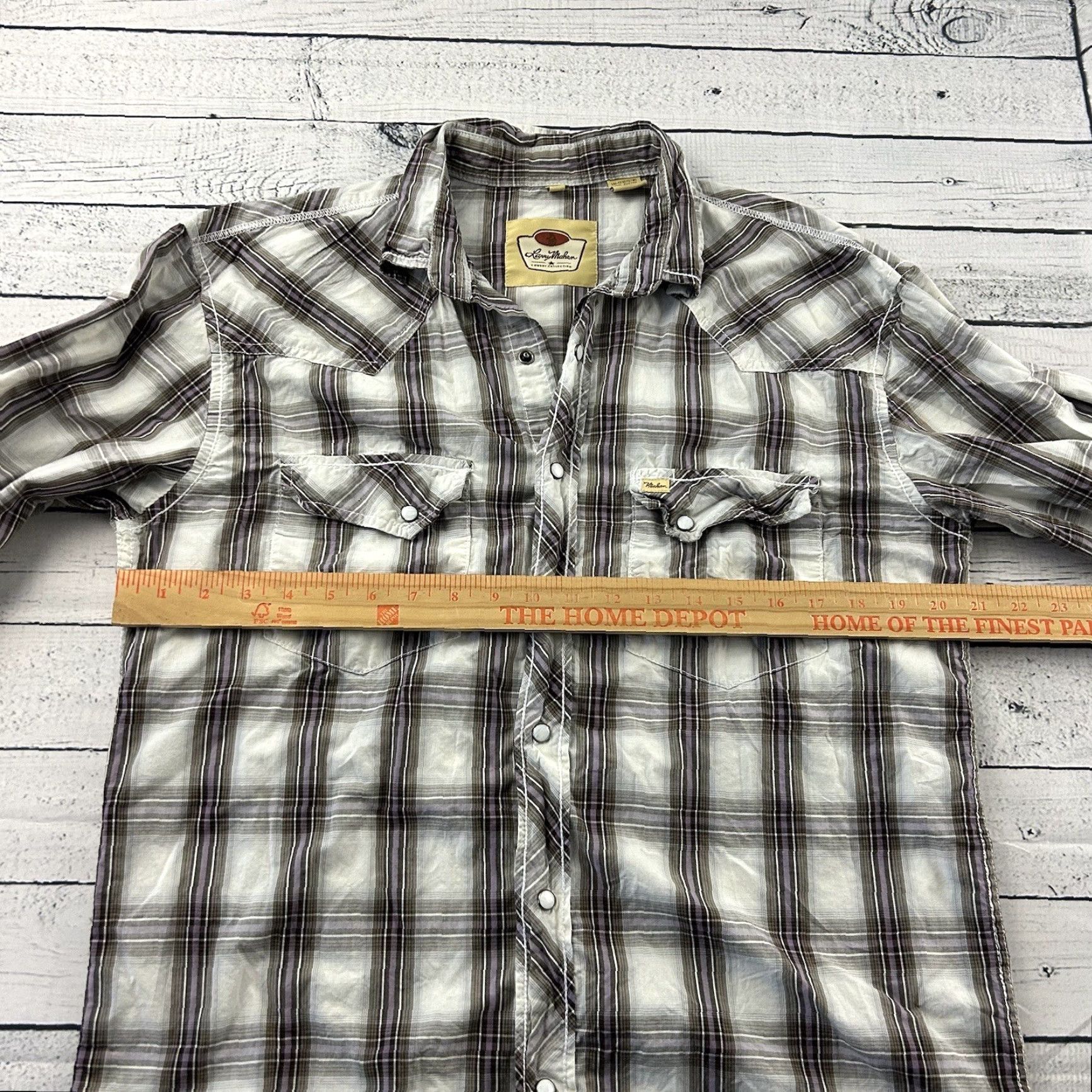 Vintage Larry Mahan Long Sleeve Plaid Pearl Snap Button Front Shirt Mens L Gray Size US L / EU 52-54 / 3 - 5 Thumbnail