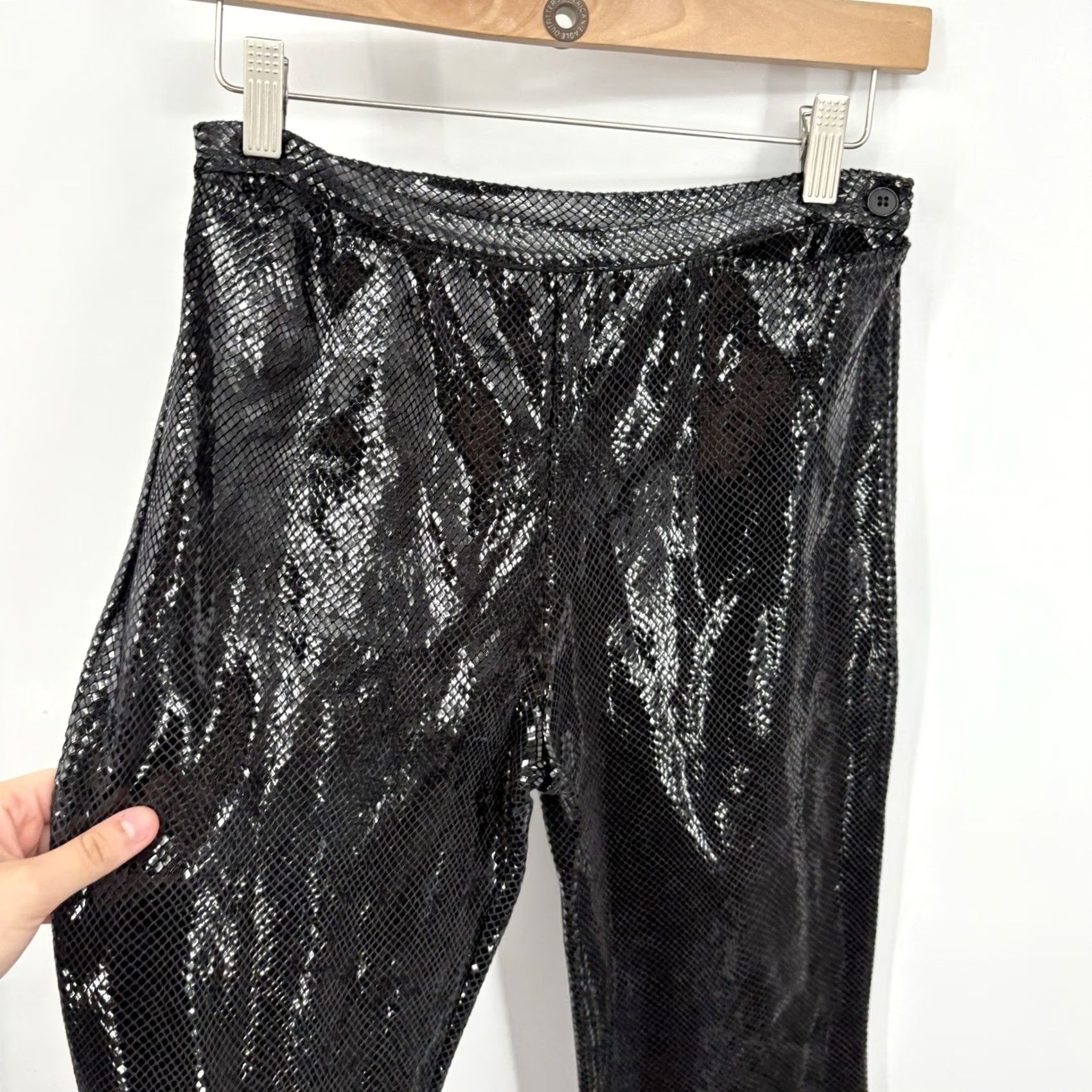 Blumarine VINTAGE Blugirl Blumarine Pants 6 Black 29in Inseam High Rise Flat Front Button Zip Geometry Bohemian Indie Sleaze Mens? Size 28" / US 6 / IT 42 - 4 Thumbnail