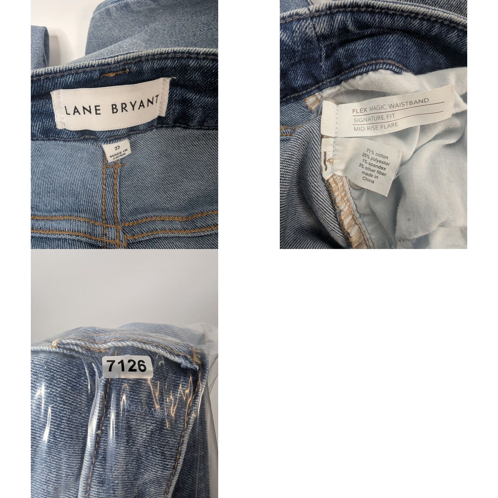 Vintage Lane Bryant Jeans Size 22 Mid Rise 8.5-10.5 Flare Stretch 5-Pocket Denim Bohemian City Women Plus Signature Jeans Blue Size 40" / US 18 - 9 Thumbnail