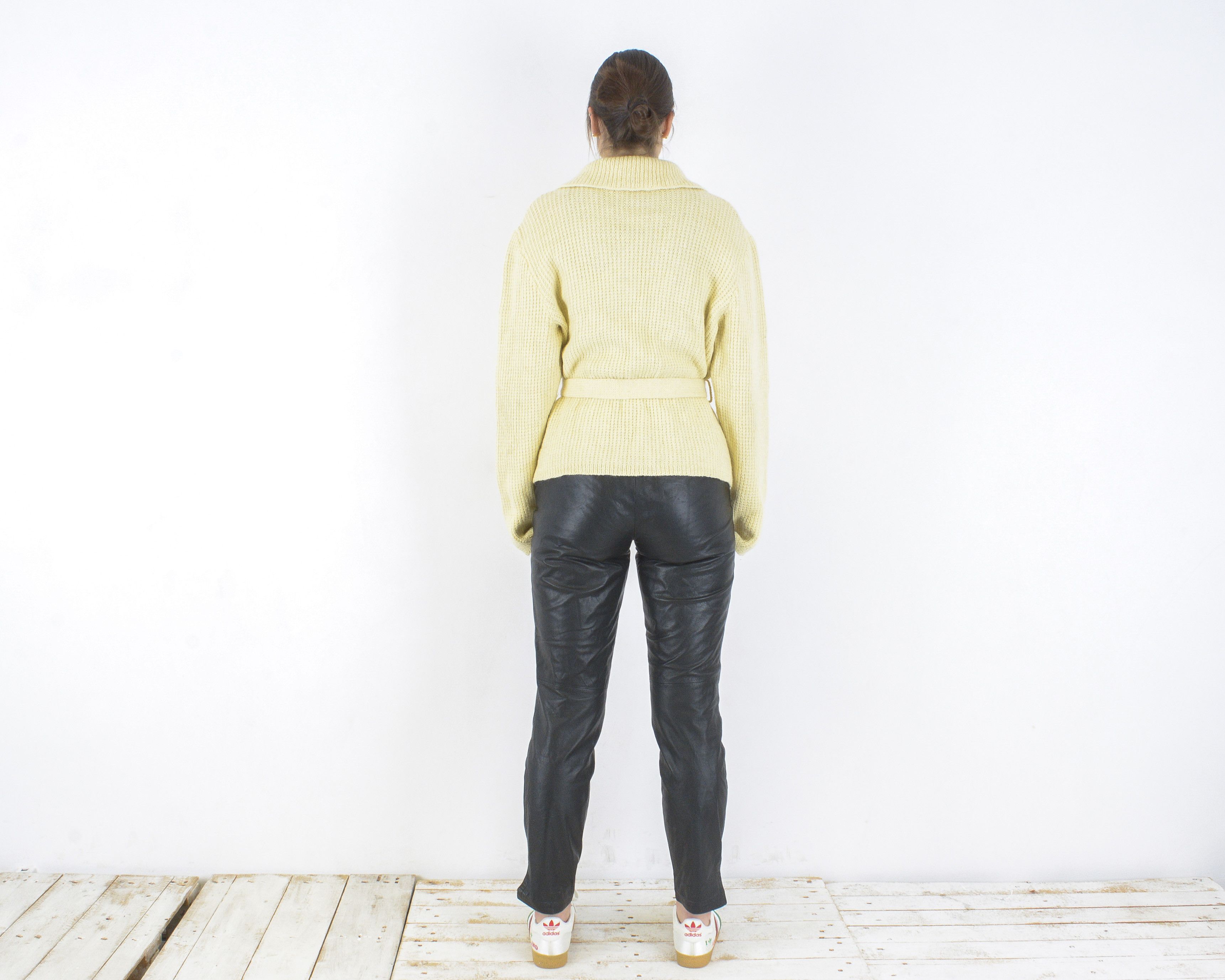 Other × Vintage XL Wool Cardigan Sweater Jumper Cable Knit Button Up Belted Size XL / US 12-14 / IT 48-50 - 4 Thumbnail