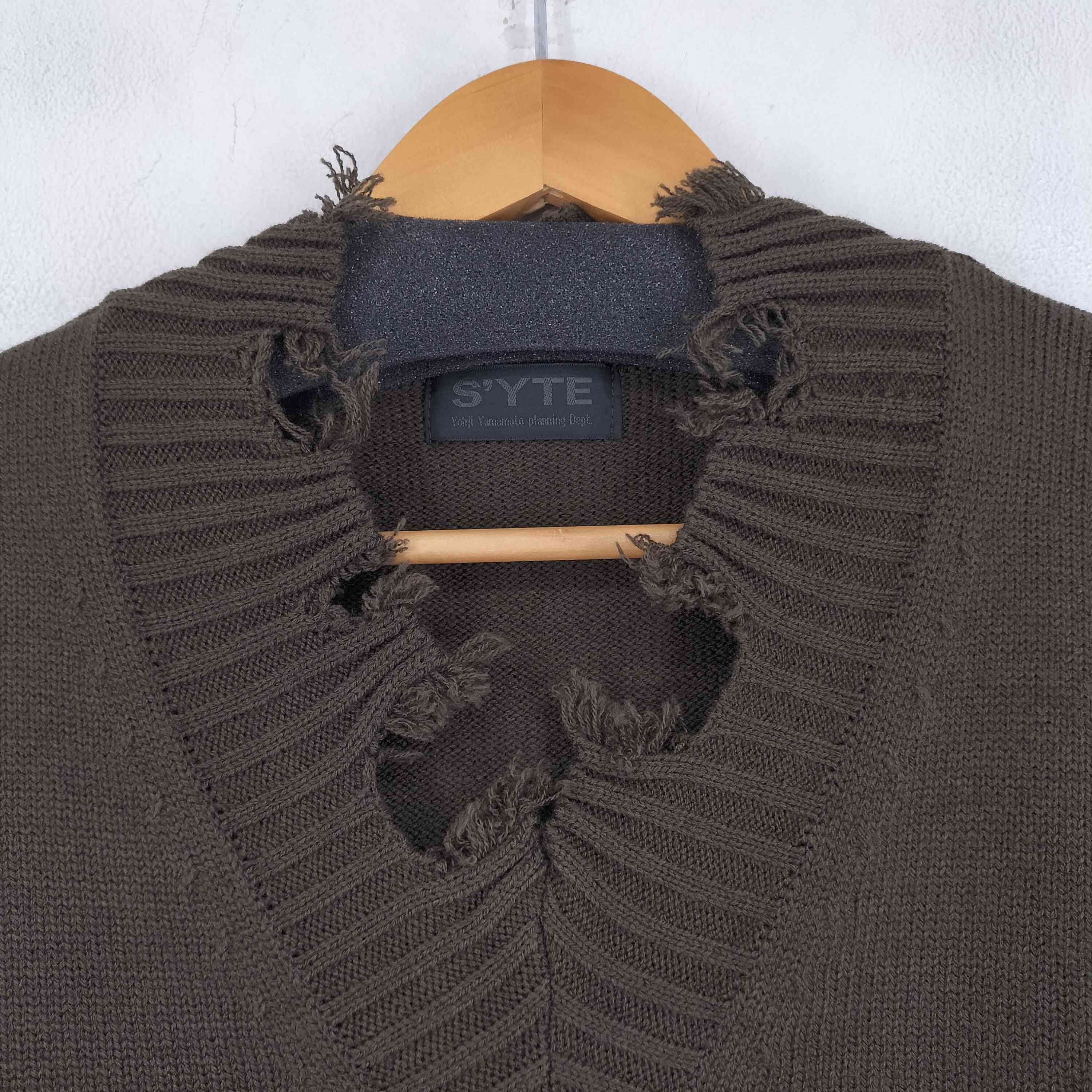Yohji Yamamoto syte by Yohji Yamamoto WOOL DAMAGE V NECK PULLOVER Size US XXL / EU 58 / 5 - 3 Thumbnail