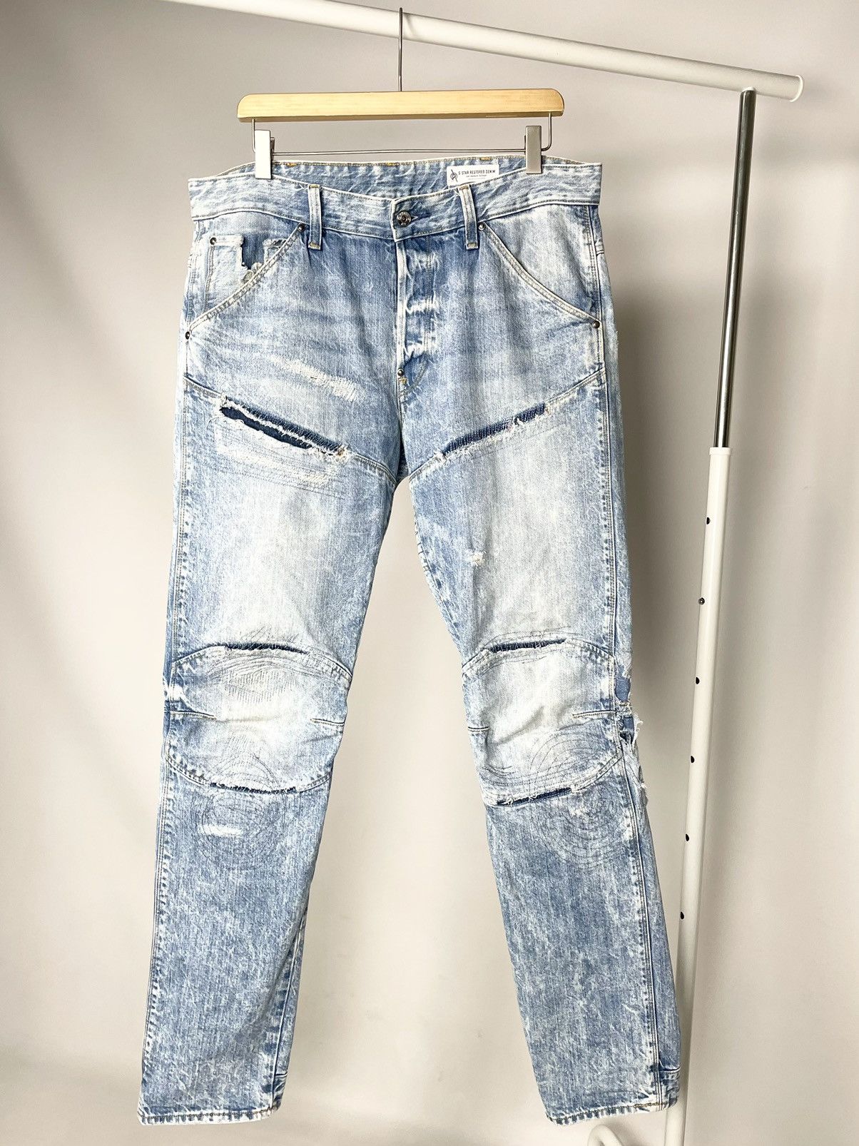 G-Star RAW 5620 3D Tapered Distressed Skinny Denim Jeans