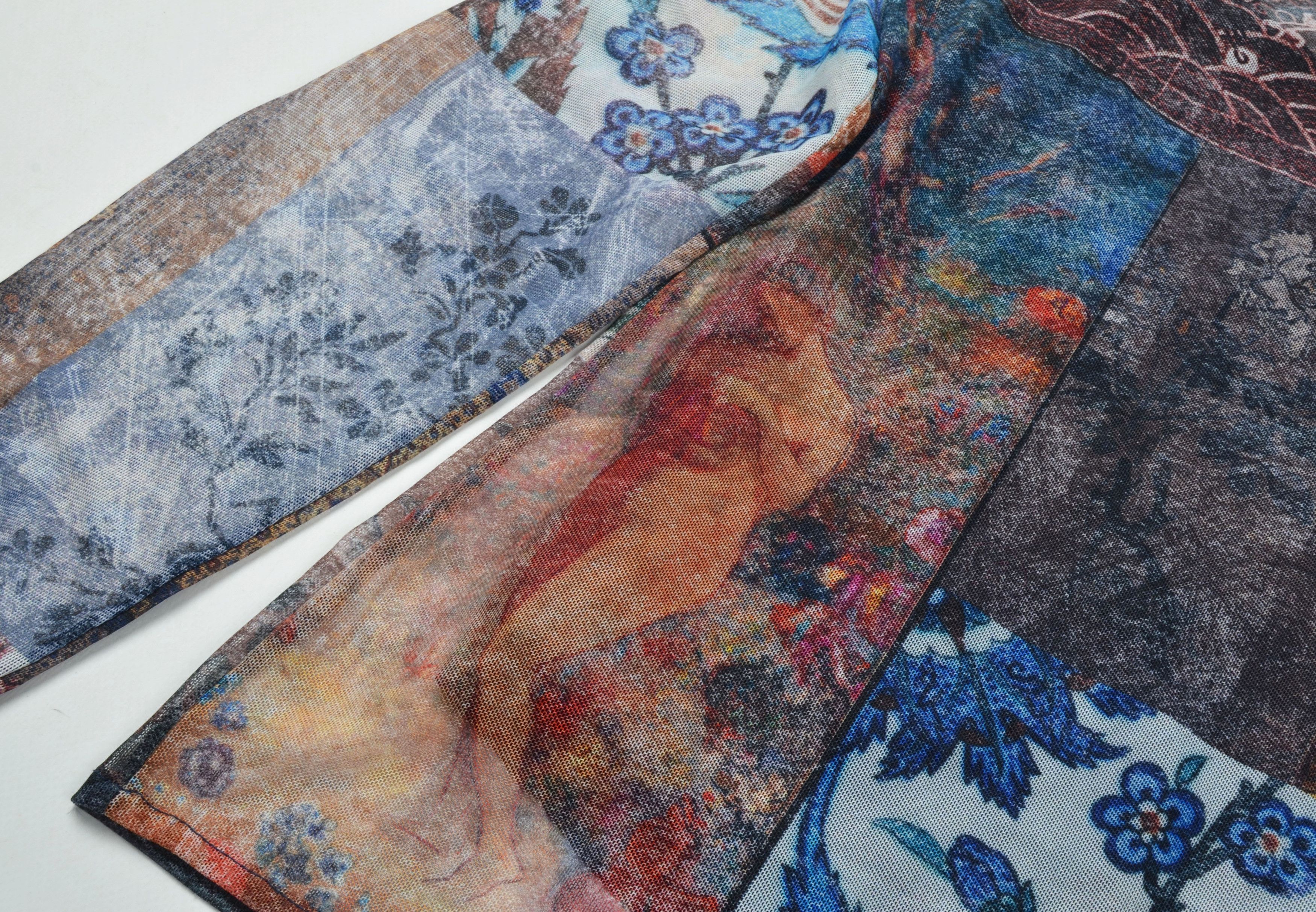 Designer × Desigual × Vintage Desigual Y2K Mesh Printed Long Sleeve Boho Top Blouse Size L / US 10 / IT 46 - 7 Thumbnail