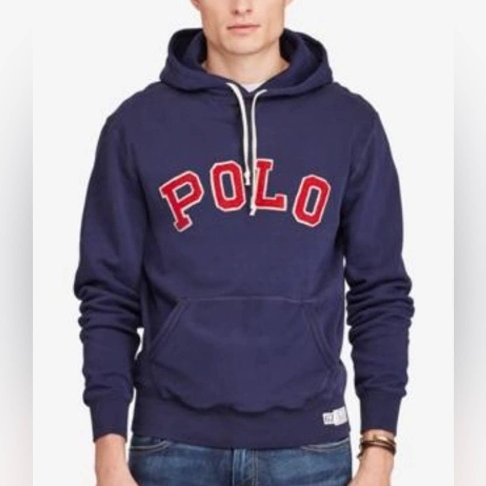 image of Polo Ralph Laurent Logo Hoodie in Blue, Men's (Size Small)