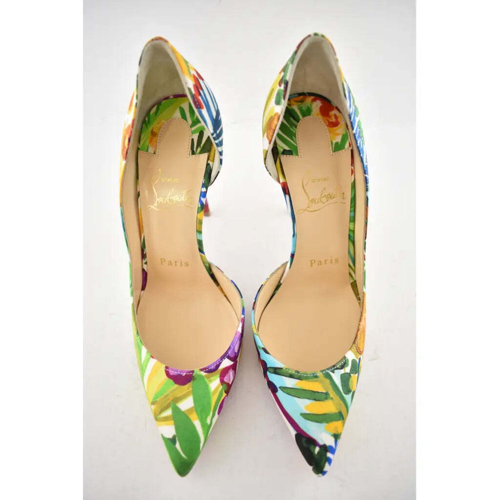 Christian Louboutin Christian Louboutin Iriza 100 Crepe Satin Fleuri Floral Size US 5 / IT 35 - 6 Thumbnail