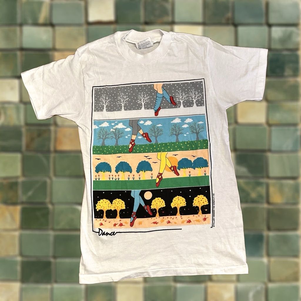 Hanes VINTAGE 80's Dance Graphic T Shirt Small Women’s Art Size S / US 4 / IT 40 - 1 Thumbnail