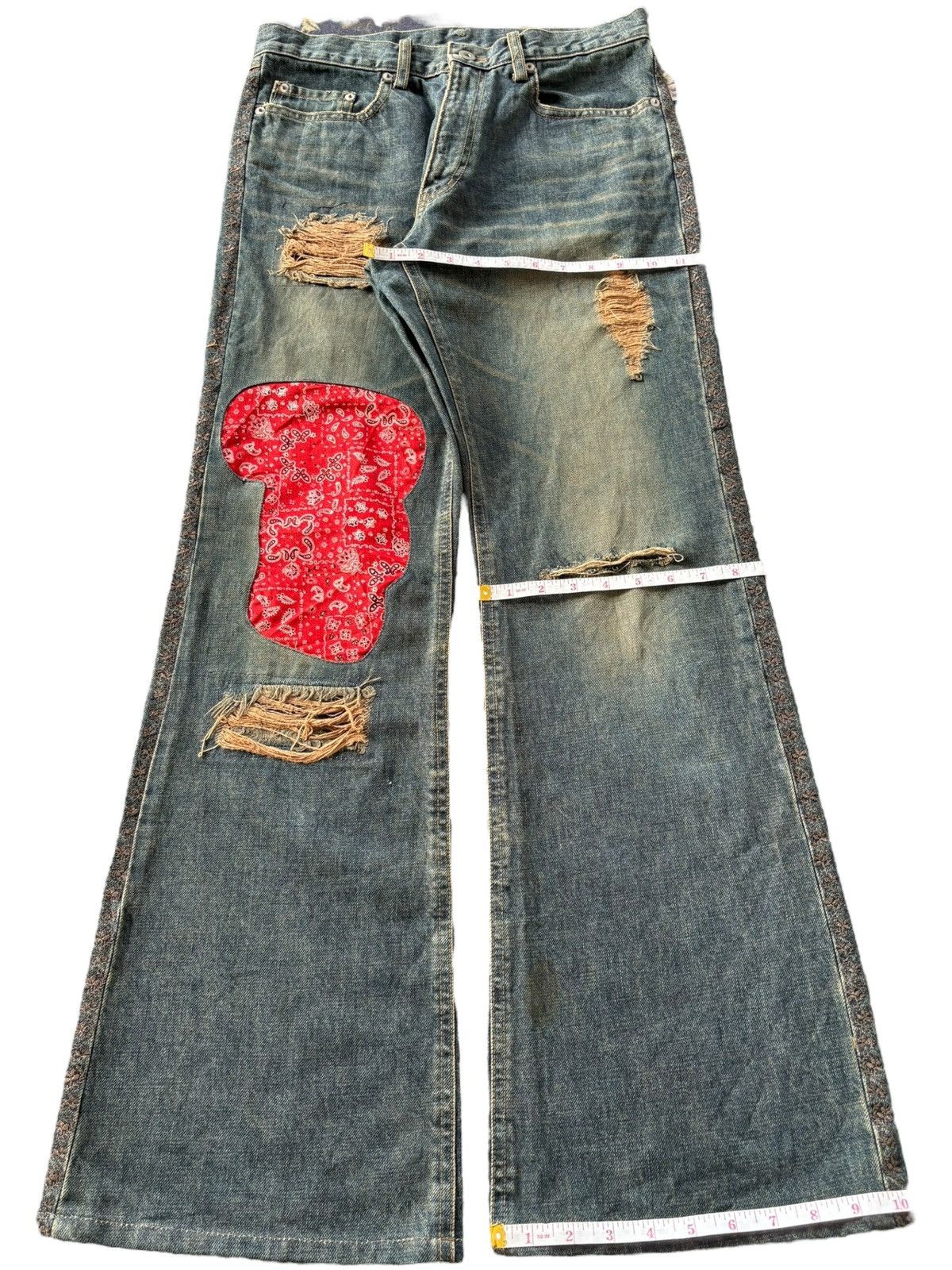 If Six Was Nine Vintage Japanese Brand Rusty Wash Bandana Flare Jeans Size US 30 / EU 46 - 8 Thumbnail