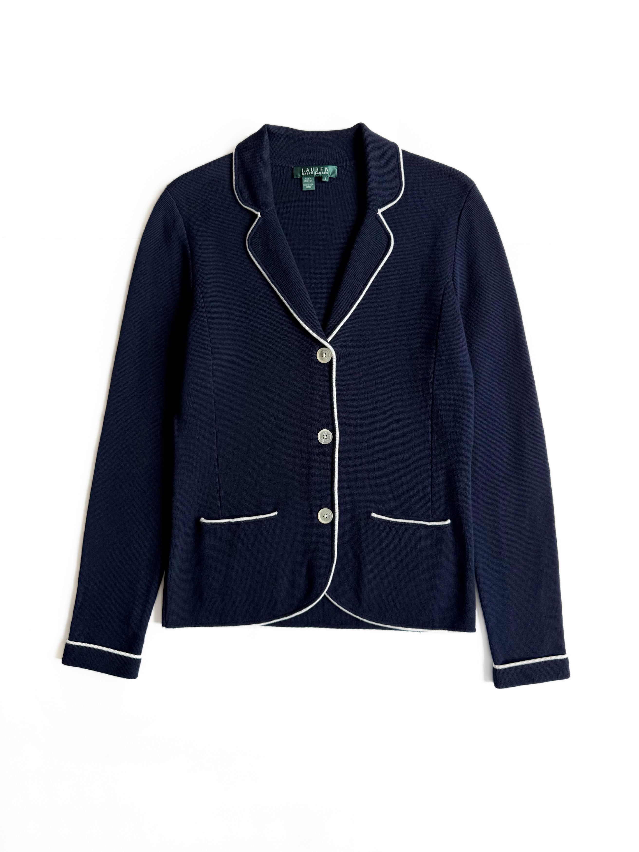 Polo Ralph Lauren Vintage Women's Polo Ralph Lauren Cotton Sweater-Knit Blazer Size S / US 4 / IT 40 - 2 Thumbnail