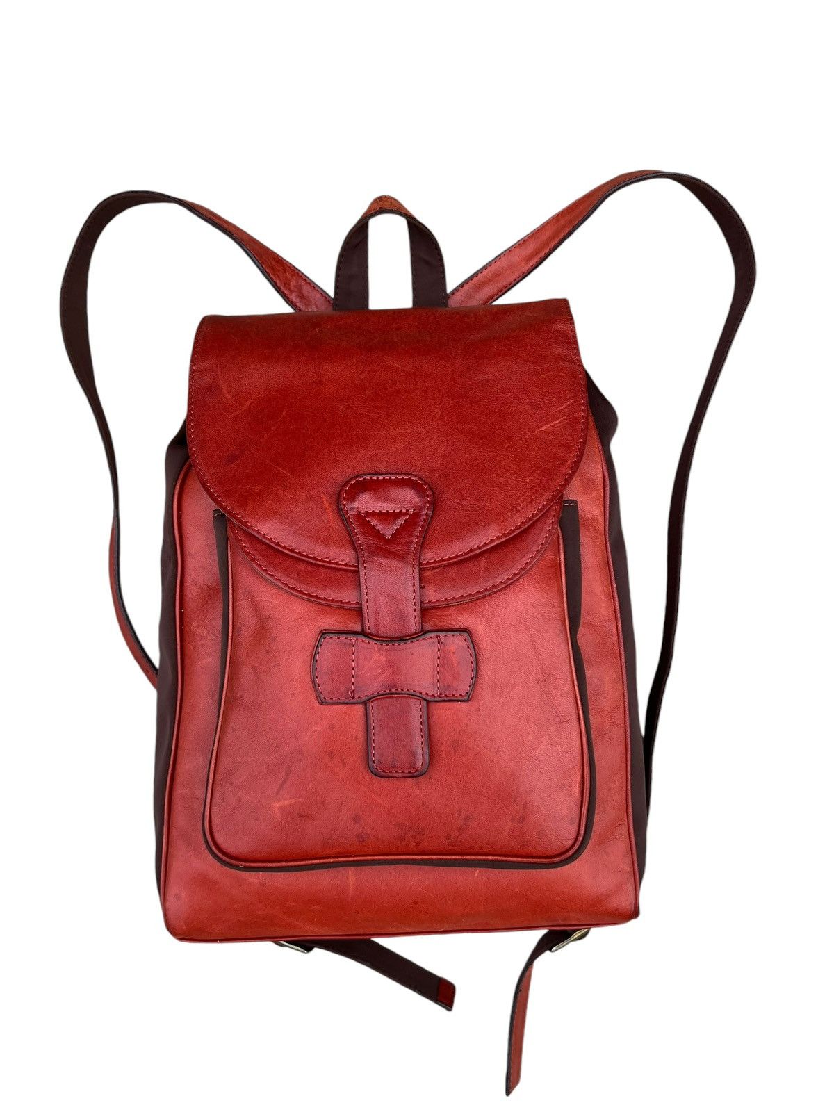 Leather Vintage Dakota Japan Distressed Patina Leather Backpack Bag Size ONE SIZE - 6 Thumbnail