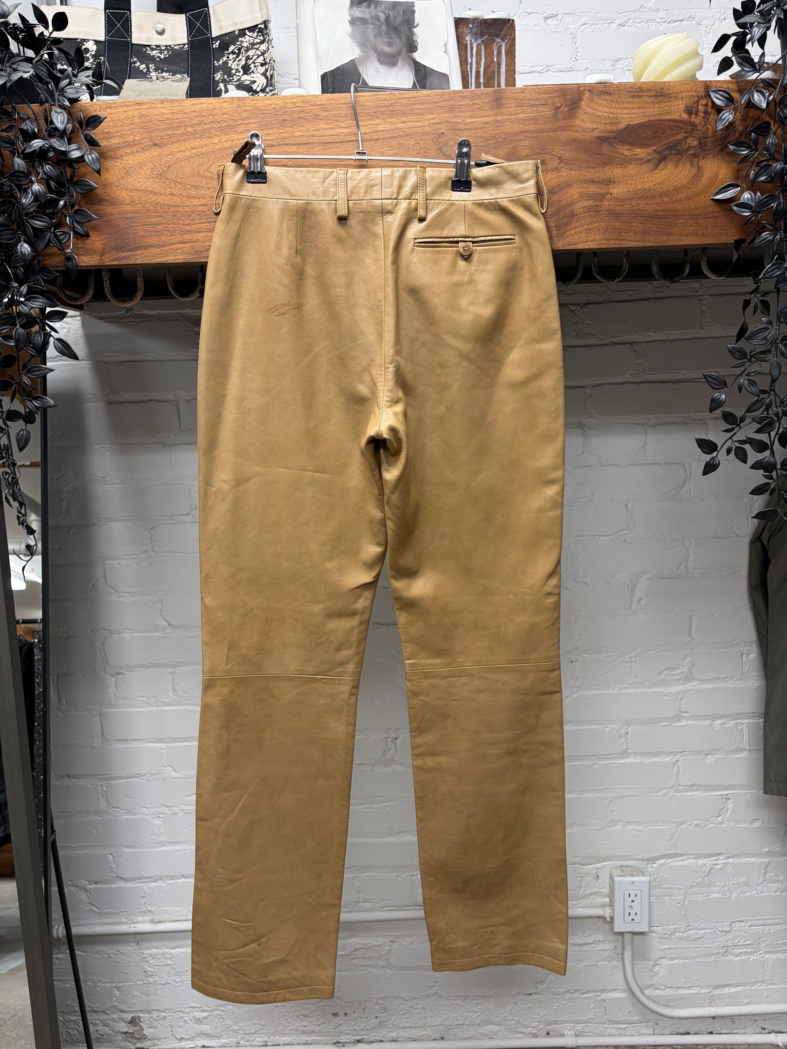 Helmut Lang Vintage Helmut Lang ‘Caramel Brown’ Lambskin Leather Pants Size US 30 / EU 46 - 4 Thumbnail