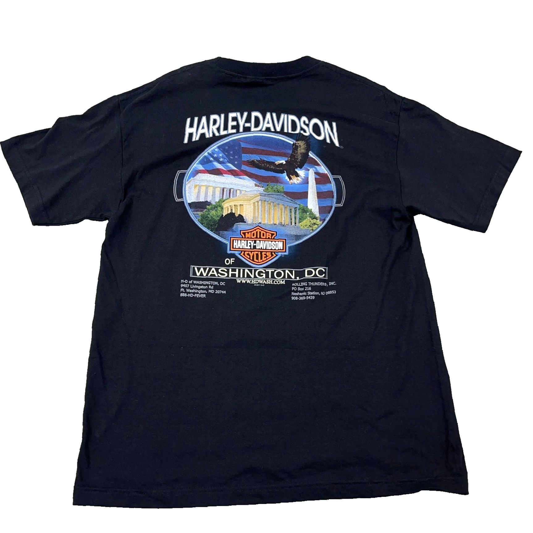 Harley Davidson VINTAGE Harley-Davidson Shirt Men Large Black Tee Rolling Thunder Biker Y2K Pow Mia 80s 90s USA Logo Mens Size US L / EU 52-54 / 3 - 2 Thumbnail