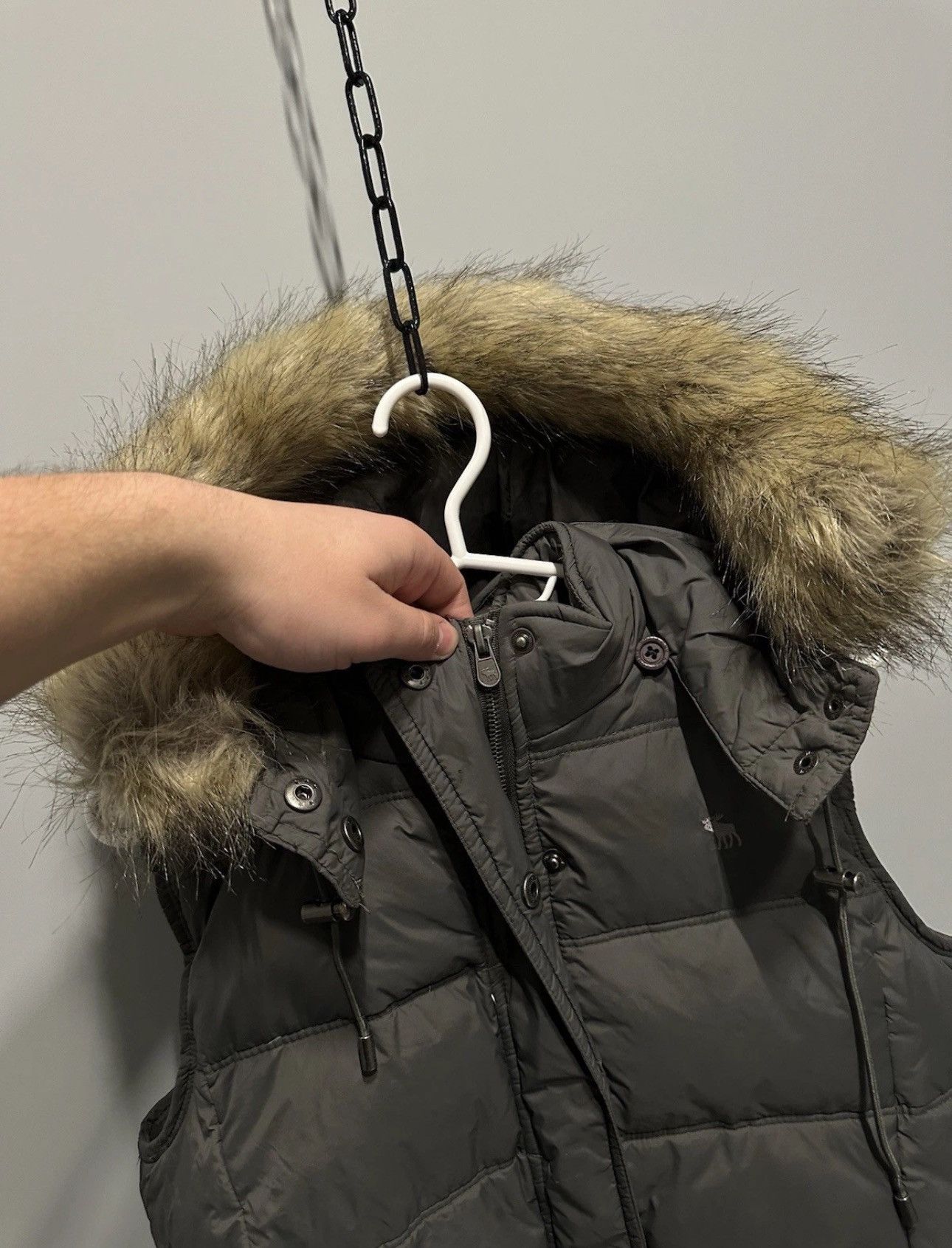Abercrombie & Fitch VINTAGE JAPANESE DOWN VEST ABERCROMIE & FITCH Y2K FUR HOOD Size L / US 10 / IT 46 - 6 Thumbnail
