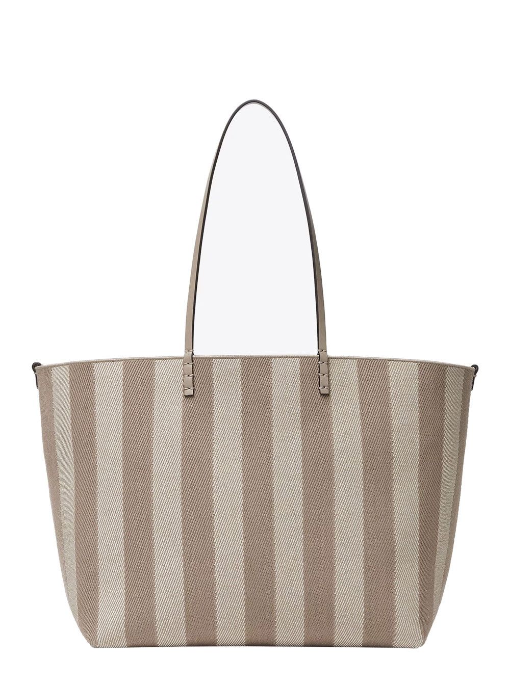 Fendi 'roll' Beige Reversible Tote Bag With Two Top Handles And All-Over Striped Motif In Cotton Woman, Women's