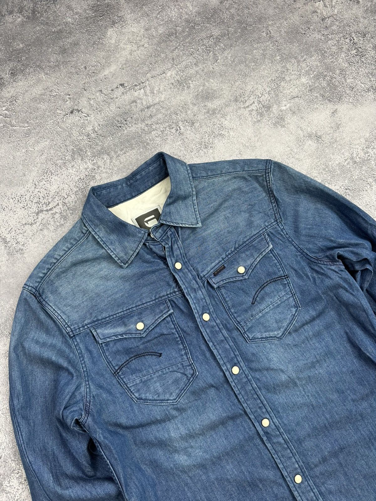 G-Star G-Star Raw Denim Shirt Blue Western Faded Over Shirt y2k Size US S / EU 44-46 / 1 - 6 Thumbnail