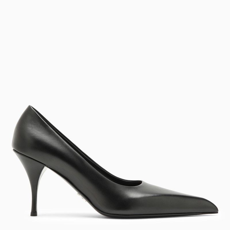 image of Prada Black Pointed Pumps In Leather Shoes, Women's (Size 7)