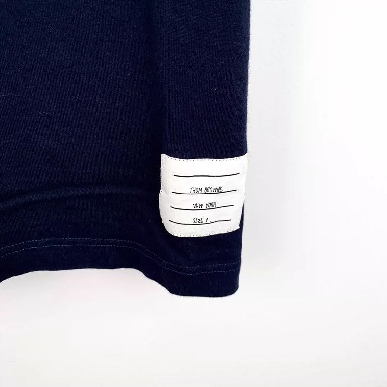 Thom Browne Thom browne Dark blue classic four-bar cotton round-neck sh Size US XL / EU 56 / 4 - 4 Thumbnail