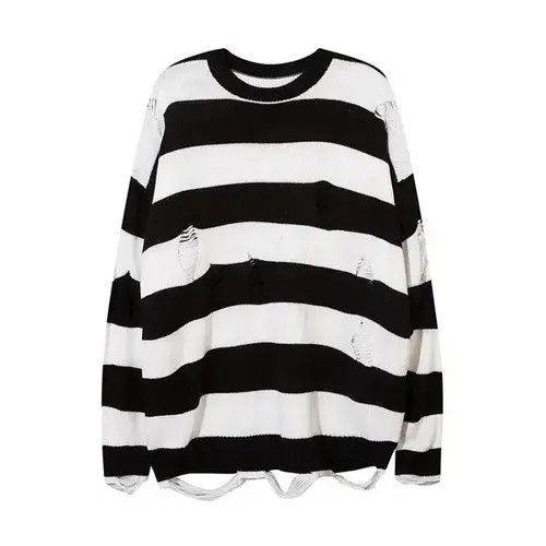 Aran Isles Knitwear Distressed Striped Knit Crewneck Sweater Size US XL / EU 56 / 4 - 3 Thumbnail