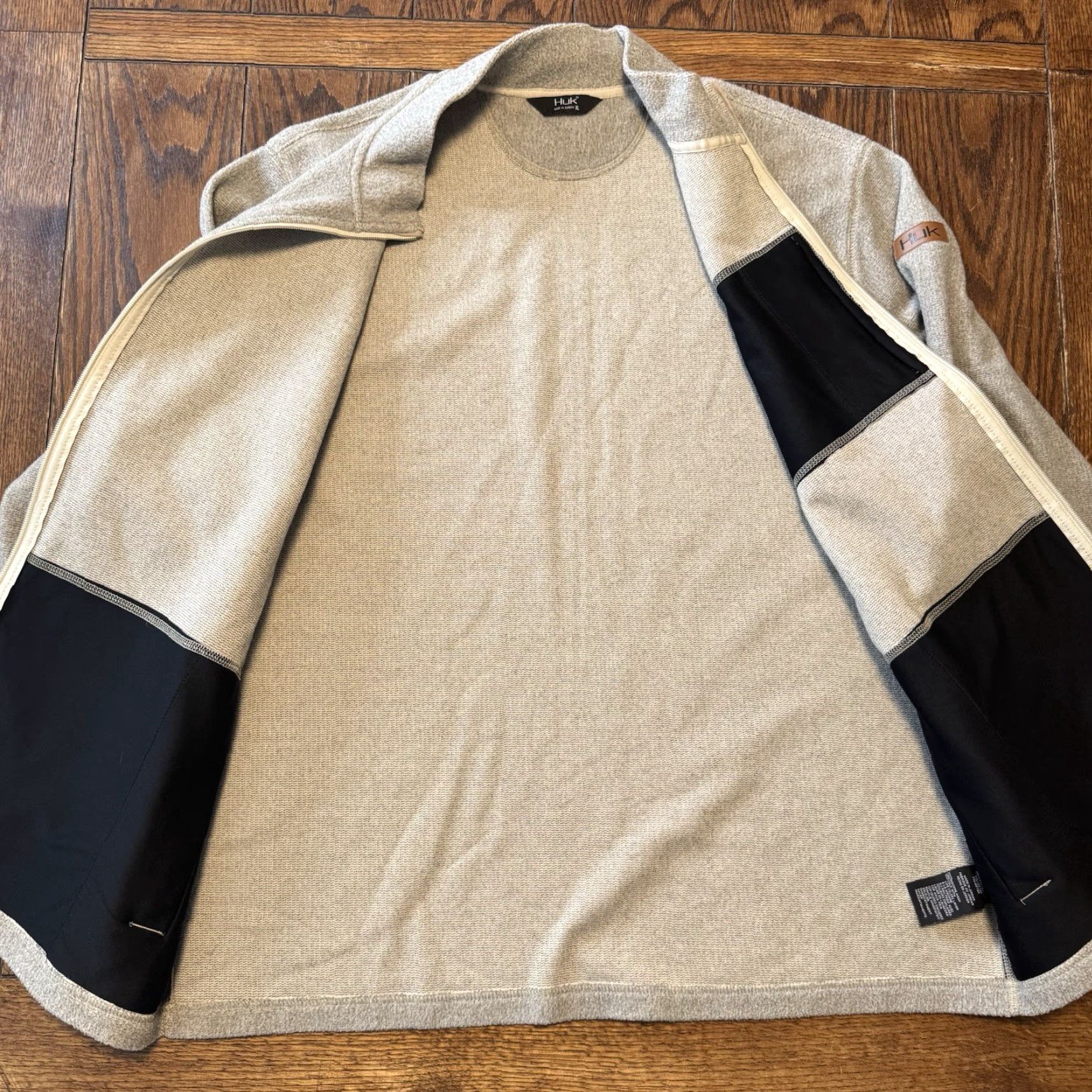 Vintage Huk Jacket Mens XL Full Zip Performance Fleece Beige Pockets Mock Neck Windbreaker Outdoor Fishing Hiking Size US XL / EU 56 / 4 - 4 Thumbnail
