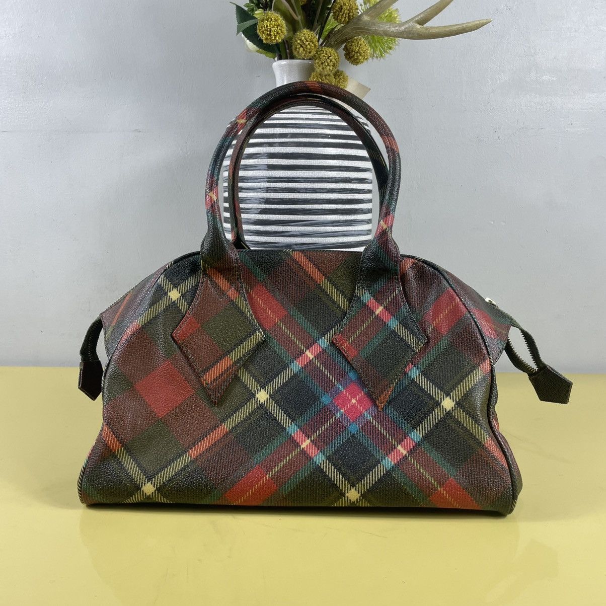 Vivienne Westwood VIVIENNE WESTWOOD TARTAN LEATHER VINYL BOWLER BAG Size ONE SIZE - 7 Thumbnail