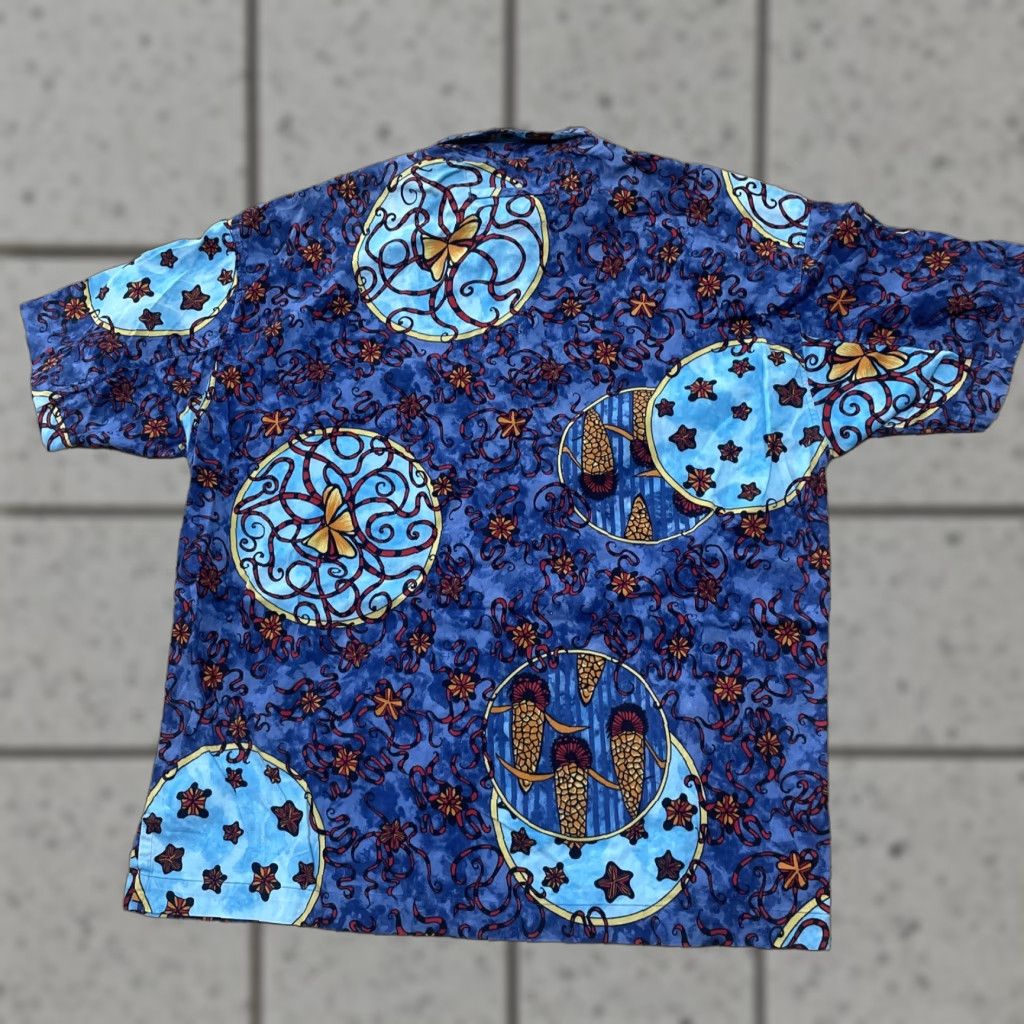 Vintage Signum Graphic Shirt Men L Oversized Butterfly Starfish Blue Orange Geometric Premium Button Up Shirt Size US L / EU 52-54 / 3 - 1 Thumbnail