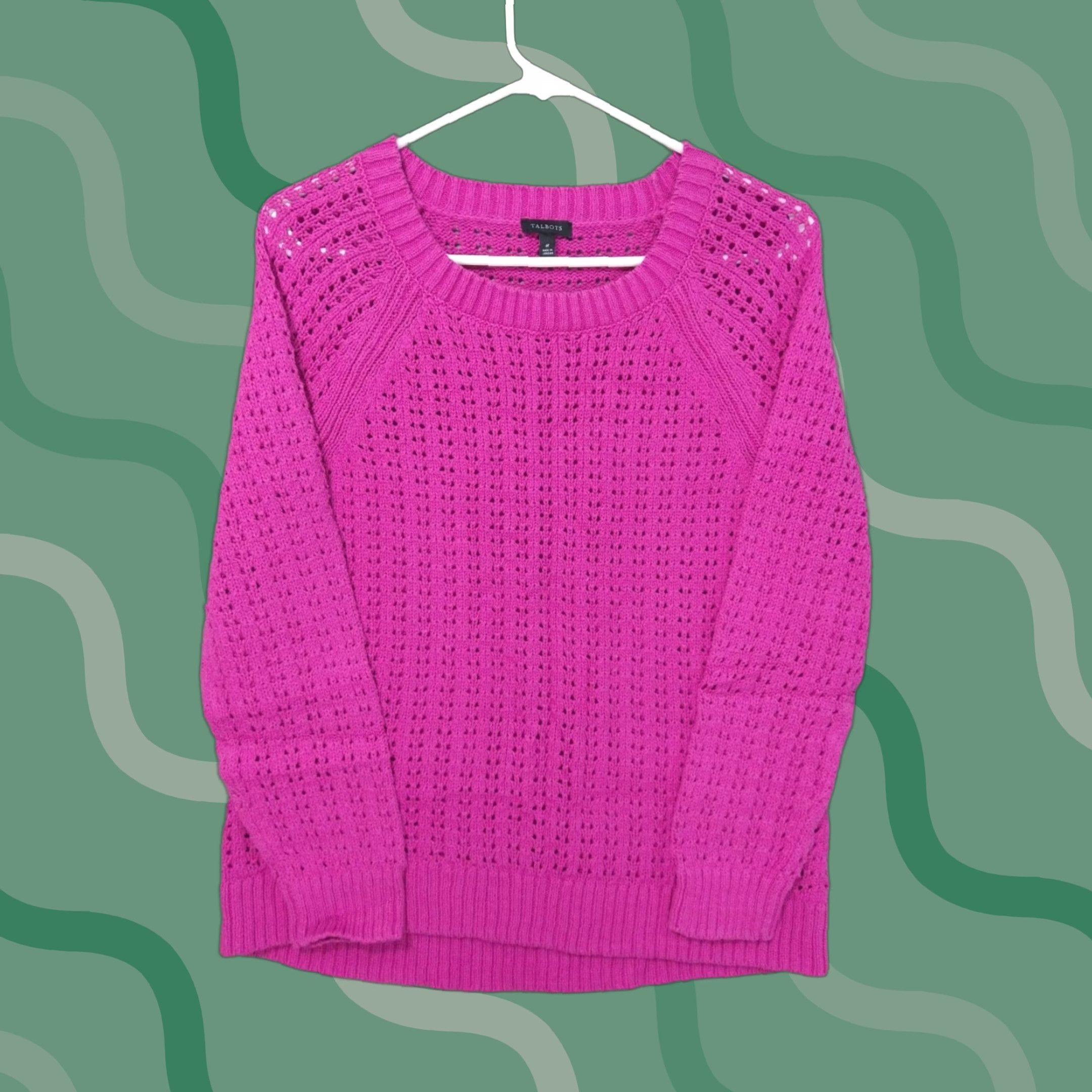 Talbots Talbots Womens Medium Pink Pullover Beachy Coastal Crochet Barbie Sweater Size M / US 6-8 / IT 42-44 - 1 Thumbnail
