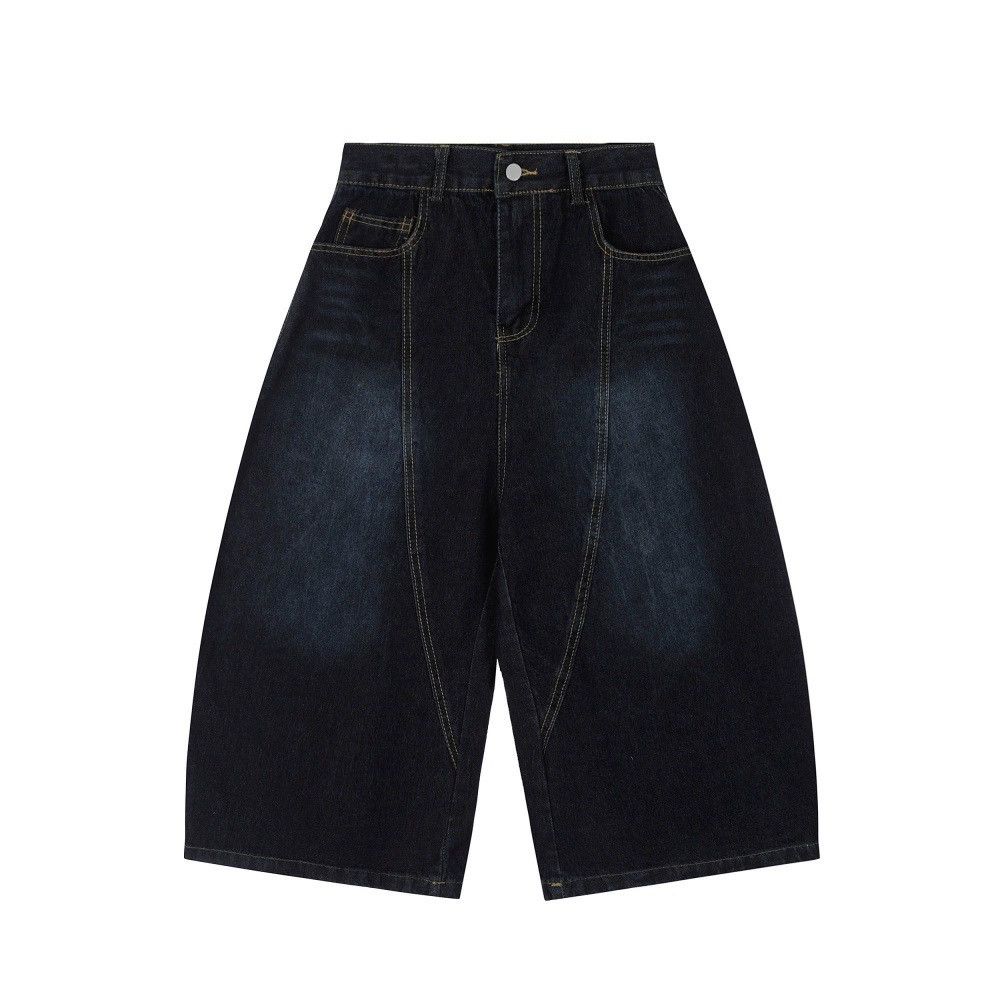 Jean Men's embroidered distressed washed scimitar denim shorts Size US 32 / EU 48 - 1 Thumbnail