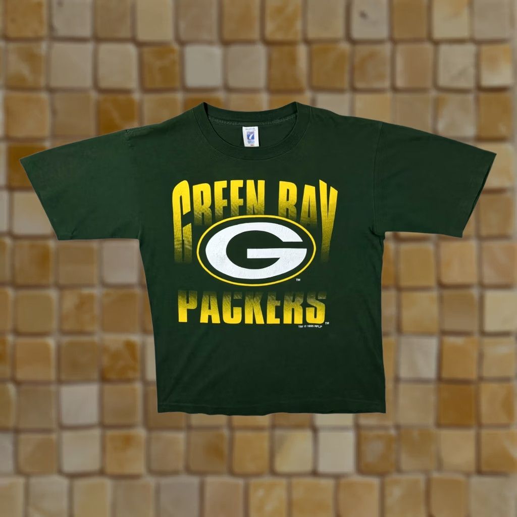 NFL VINTAGE NFL Green Bay Packers Logo 7 1995 T-Shirt Large Green Single Stitch Shirt Mens Size US L / EU 52-54 / 3 - 1 Thumbnail