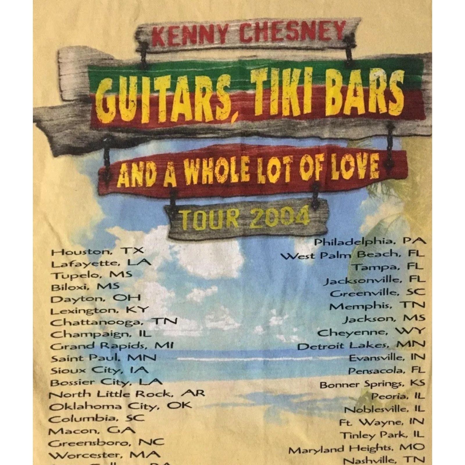 Vintage VINTAGE Kenny Chesney Faded Tour Shirt XS Concert Cowboy Rock Grunge 90s Y2K Mens T-Shirt Yellow Limited Studies Size US XS / EU 42 / 0 - 4 Thumbnail